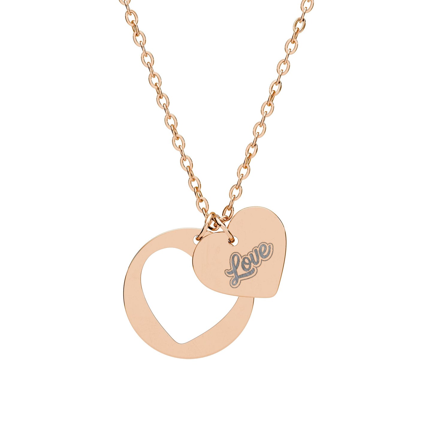Engravable Heart Cutout Necklace – 'Love' Pendant