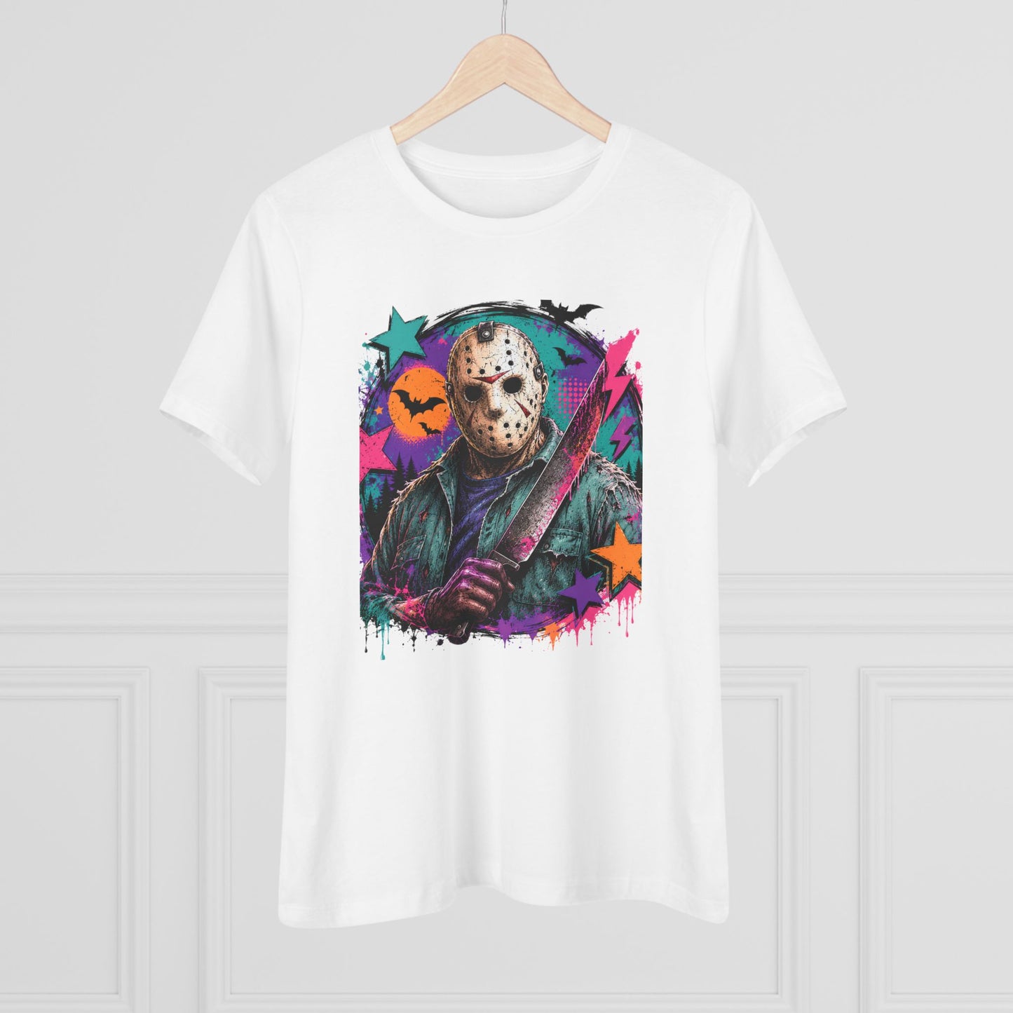 Horror Retro Jason Tee — Neon Slasher Halloween Women’s T-Shirt