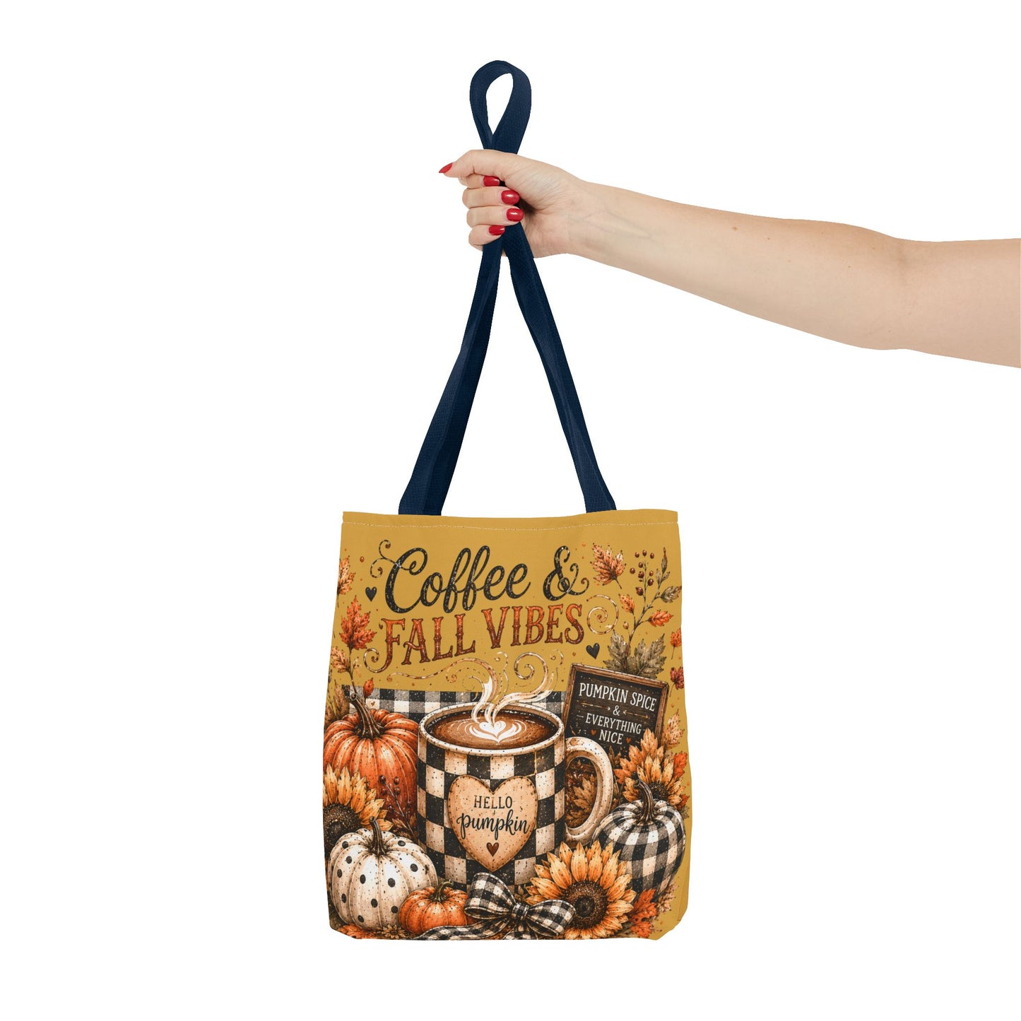 Fall Vibes Coffee Tote Bag — Autumn Pumpkin Sunflower Market Tote