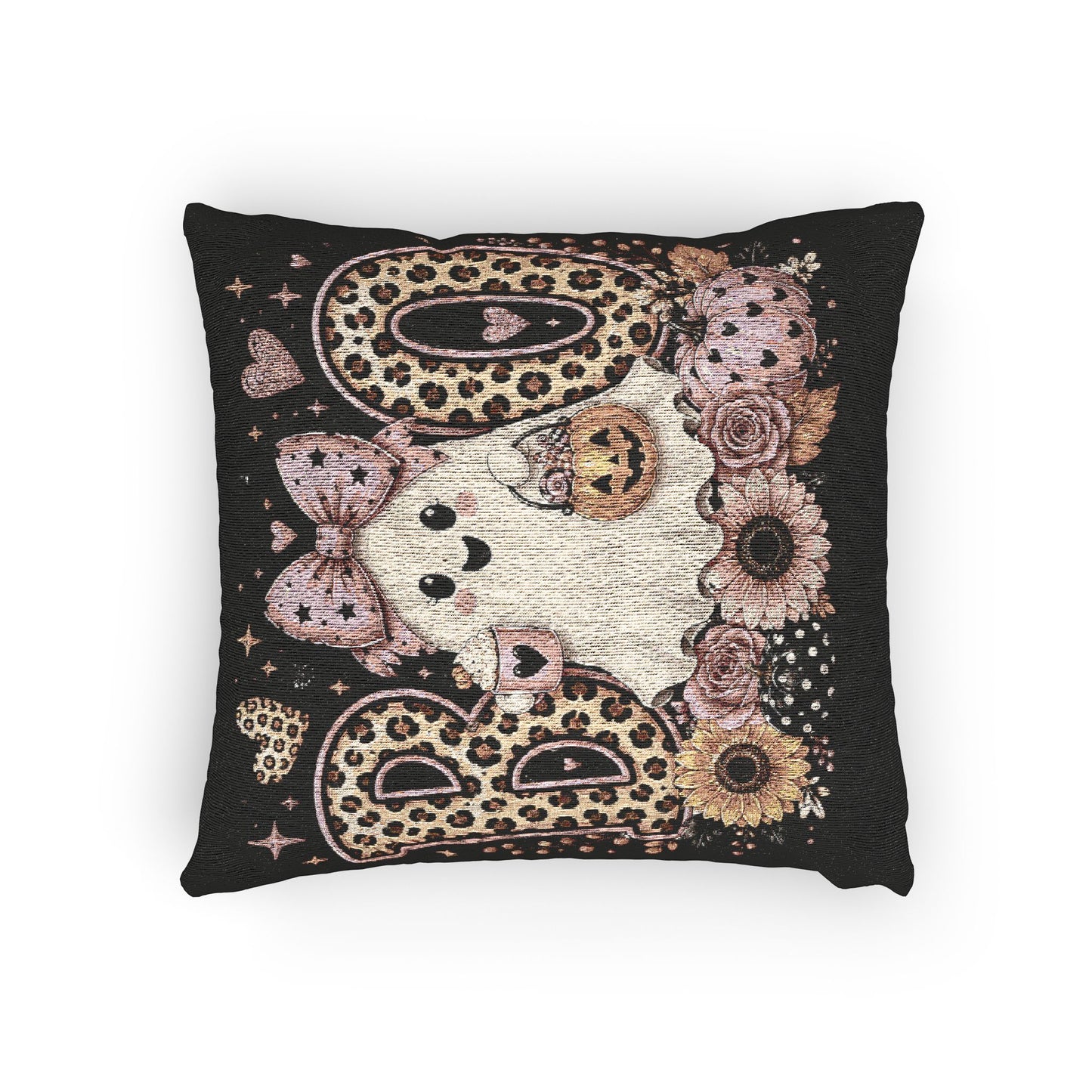 Halloween Boo Ghost Woven Pillow – Cute Trick-or-Treat Decorative Throw Pillow