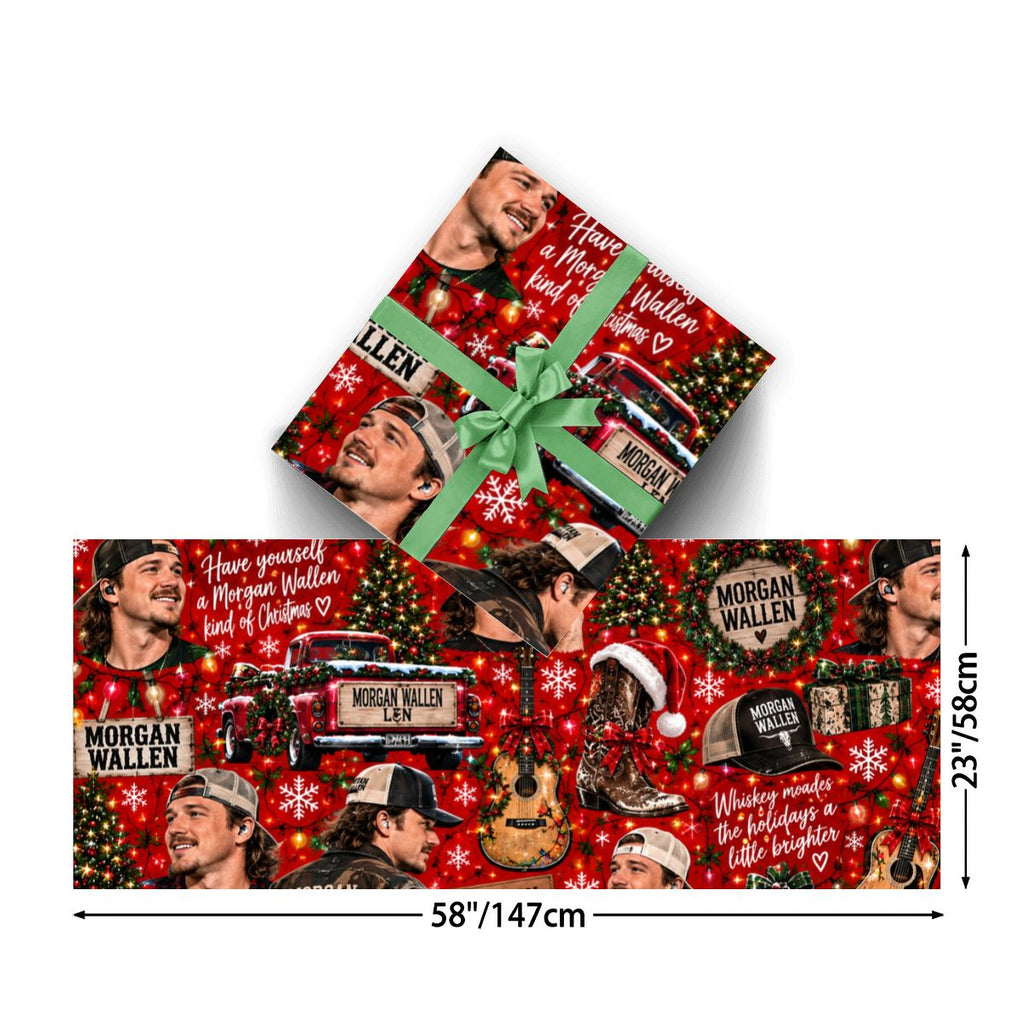 3Pack Gift Wrapping Paper Sheets morgan wallen christmas