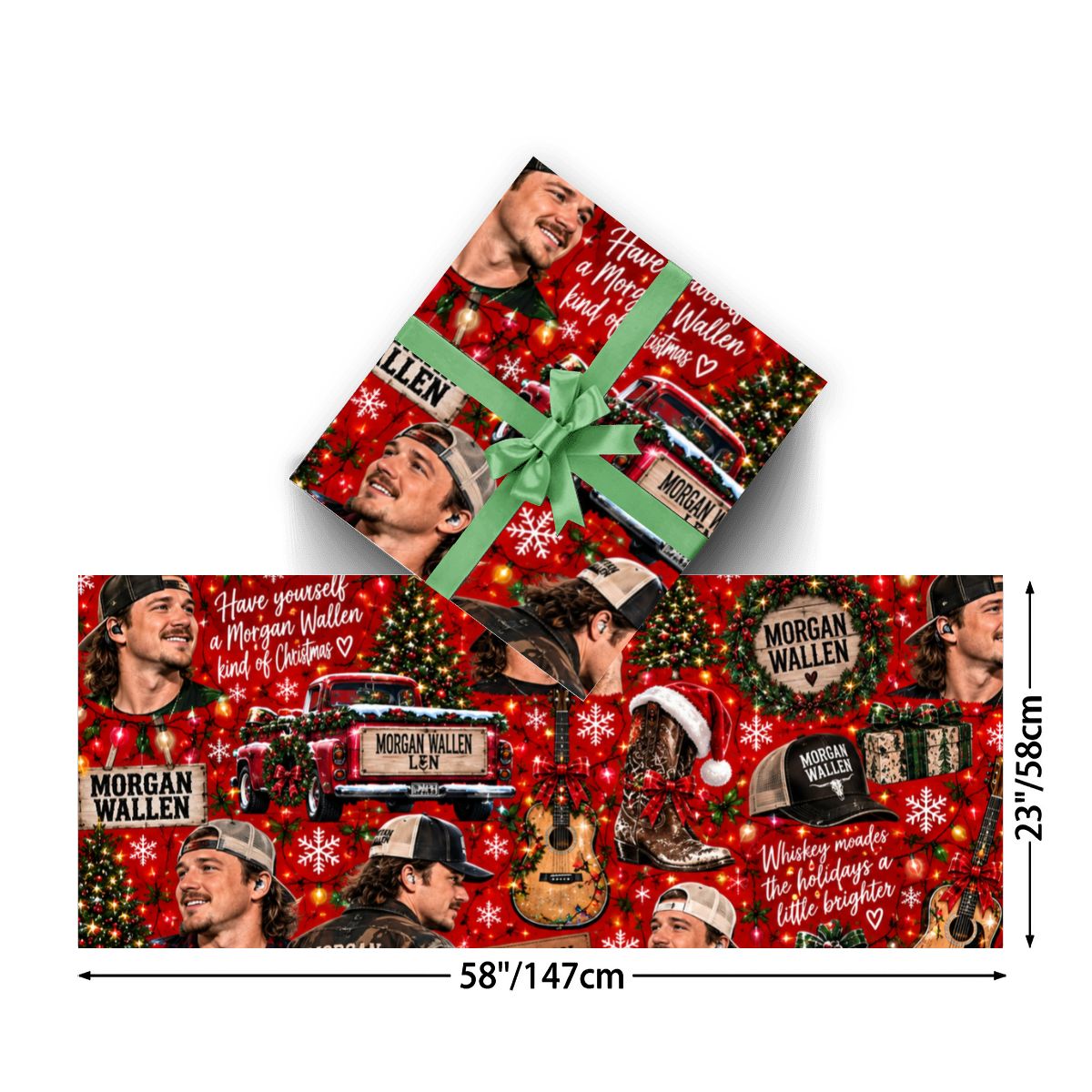 3Pack Gift Wrapping Paper Sheets morgan wallen christmas