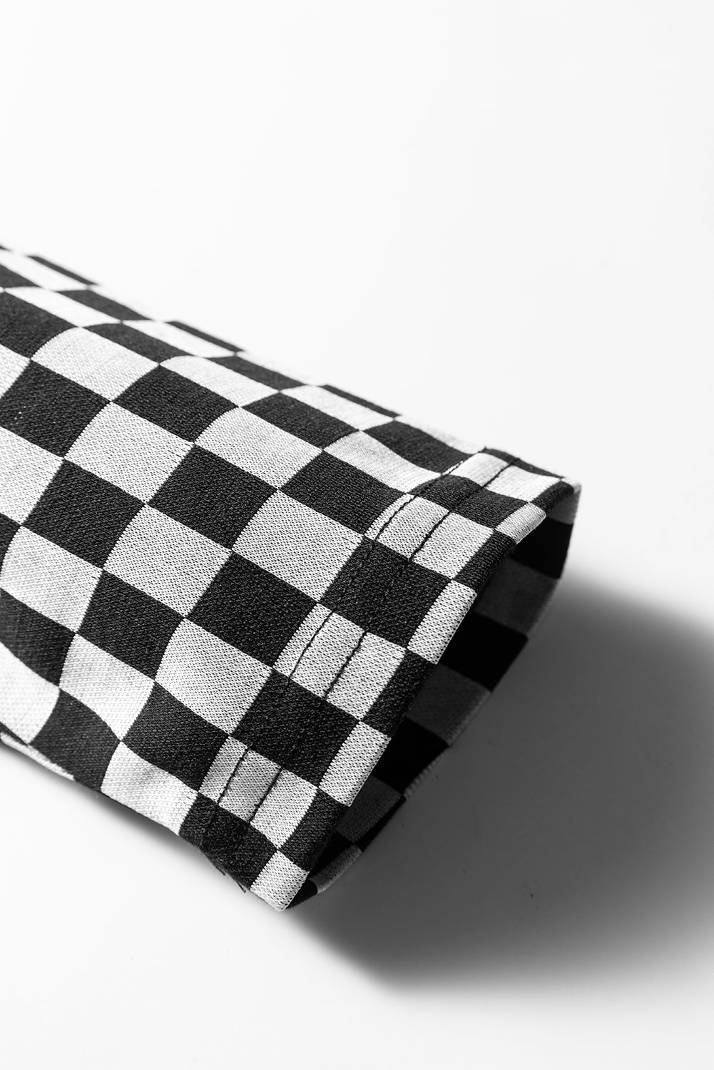 Black Plaid Textured Contrast Checkered Patchwork Long Sleeve Top