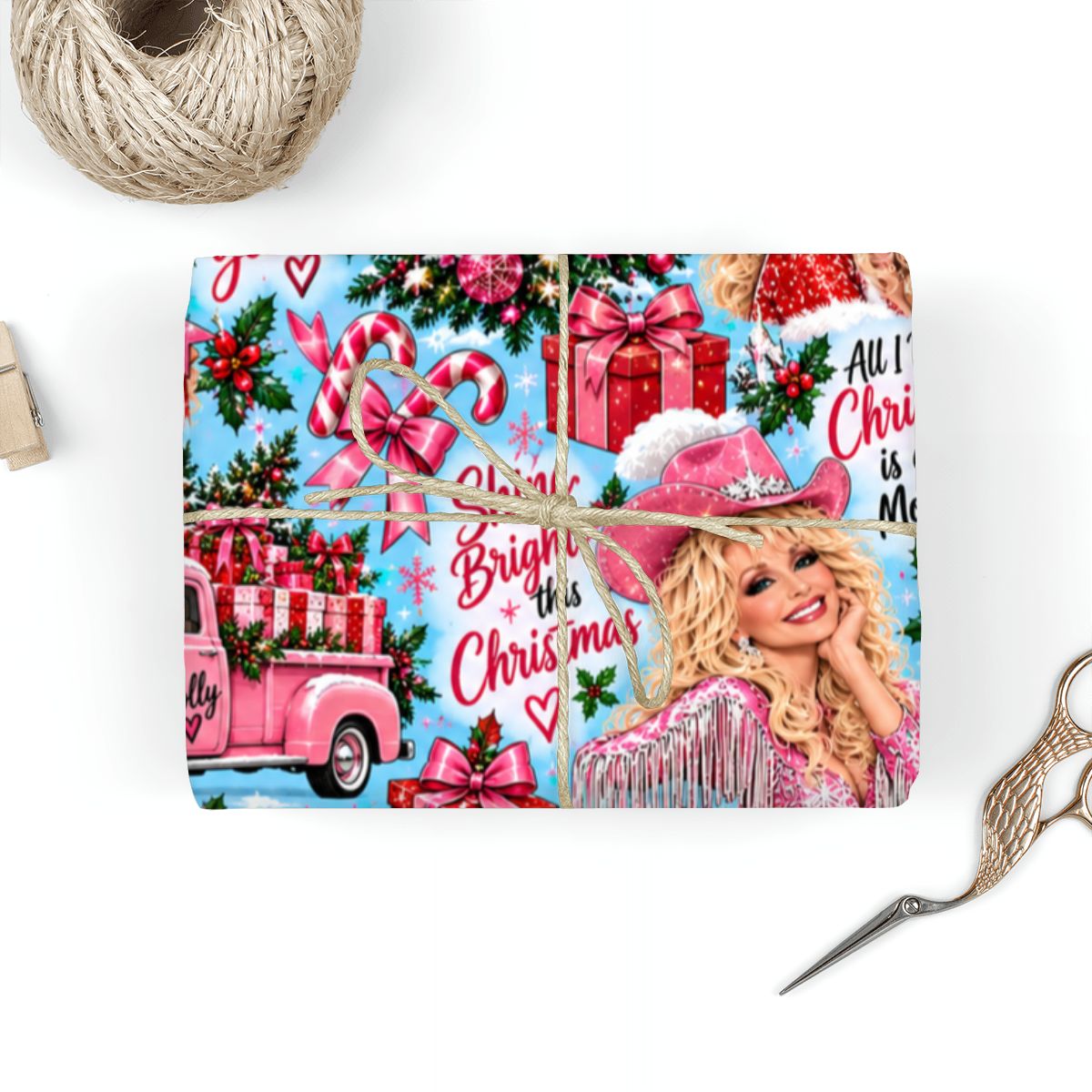 3Pack Gift Wrapping Paper Sheets dolly blue background