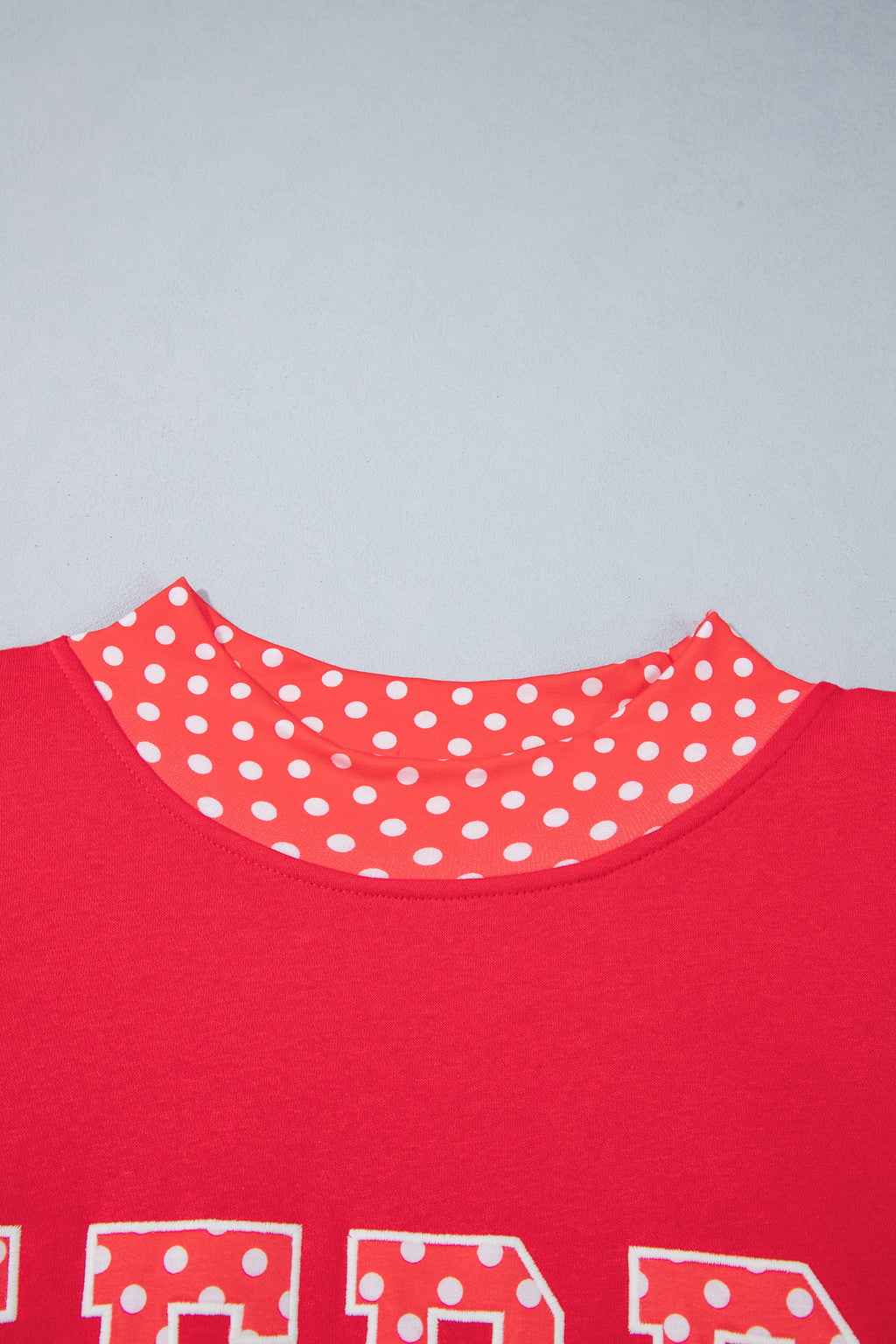 Fiery Red Casual Polka Dot Patchwork Letter Graphic Plus Size Sweatshirt