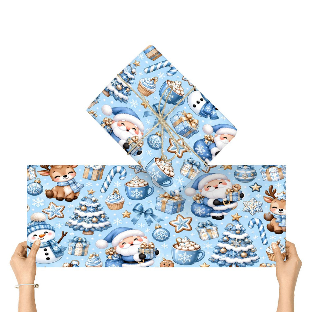 3Pack Gift Wrapping Paper Sheets blue and brown wrapping paper