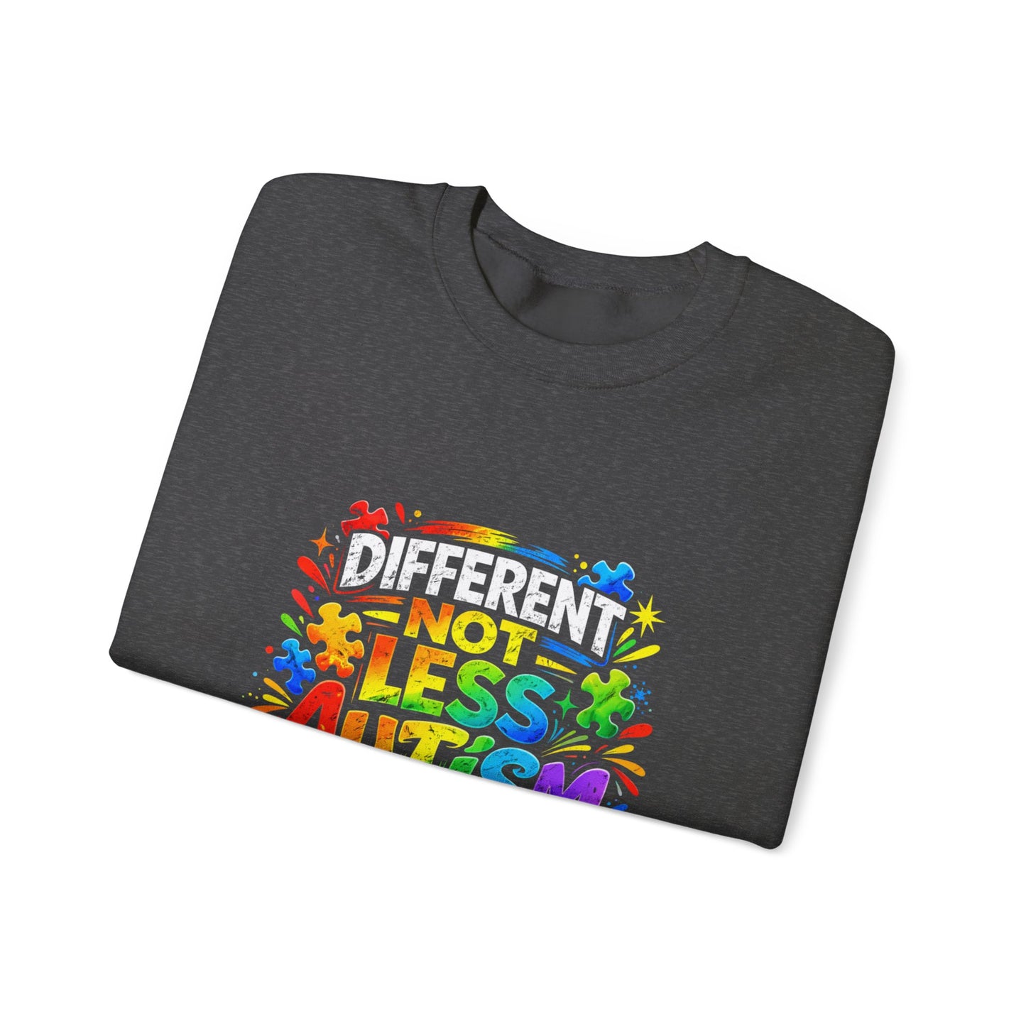 Autism Awareness Crewneck — "Different Not Less" Rainbow Sweatshirt