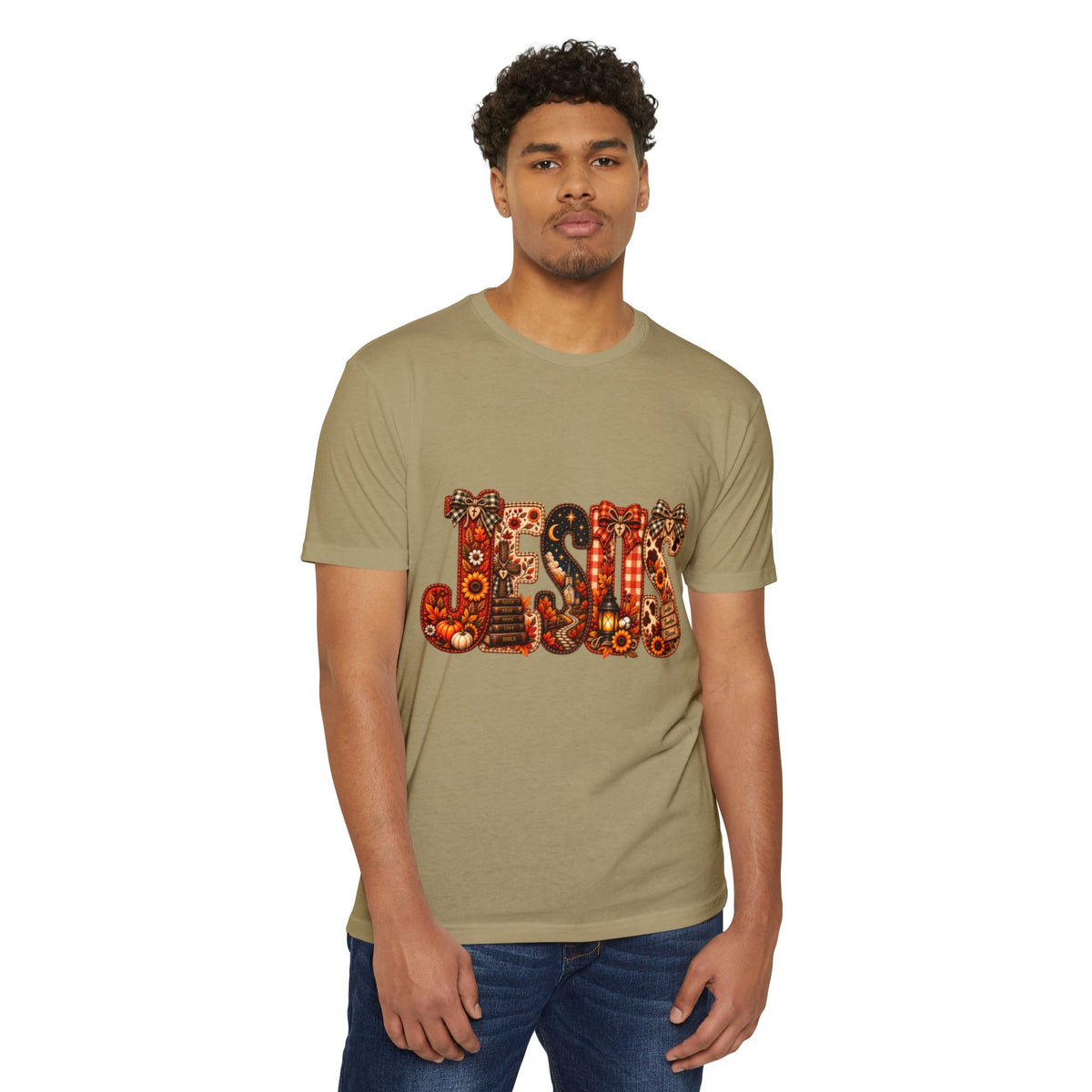Jesus Floral Pattern T-Shirt — Vintage Boho Christian Tee