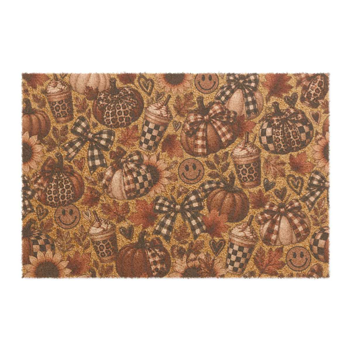 Autumn Pumpkin & Sunflower Doormat — Rustic Fall Welcome Mat