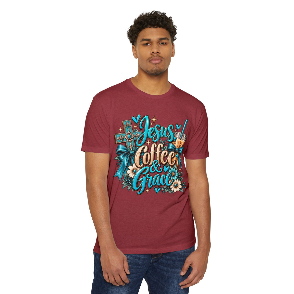 Jesus, Coffee & Grace T-Shirt — Christian Faith Coffee Tee