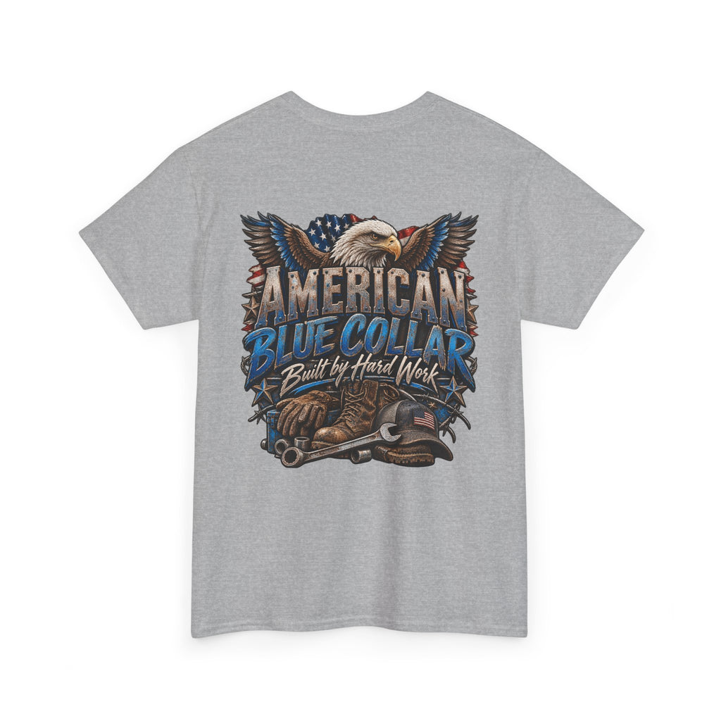 Blue Collar T-Shirt — "Blue Collar Made" & "American Blue Collar" Patriotic Workwear Tee