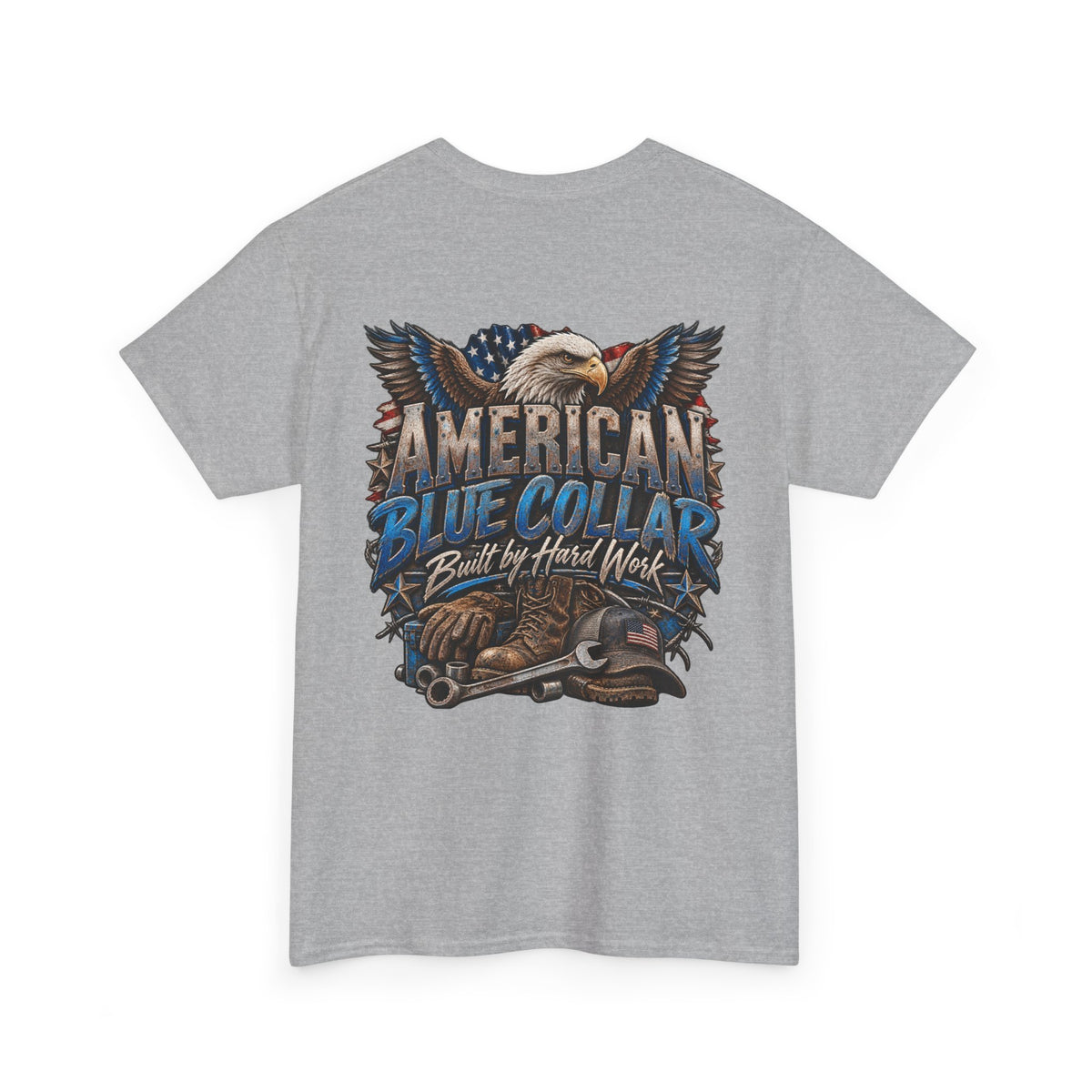 Blue Collar T-Shirt — "Blue Collar Made" & "American Blue Collar" Patriotic Workwear Tee