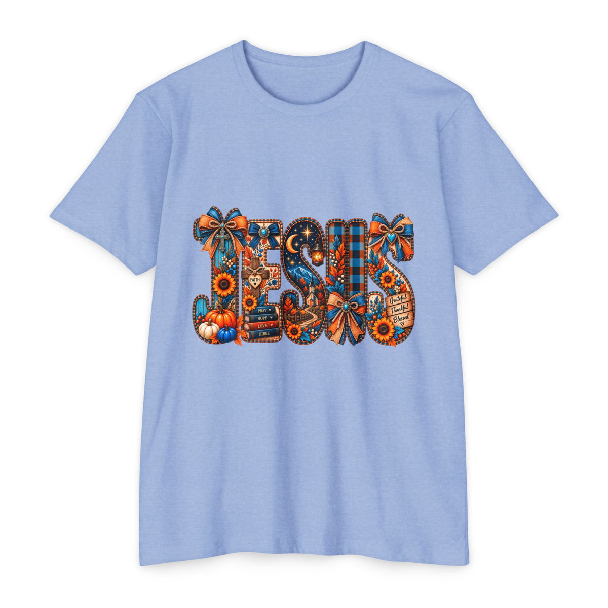 Autumn Blessings T-Shirt — Fall Plaid Pumpkins & Sunflowers Graphic