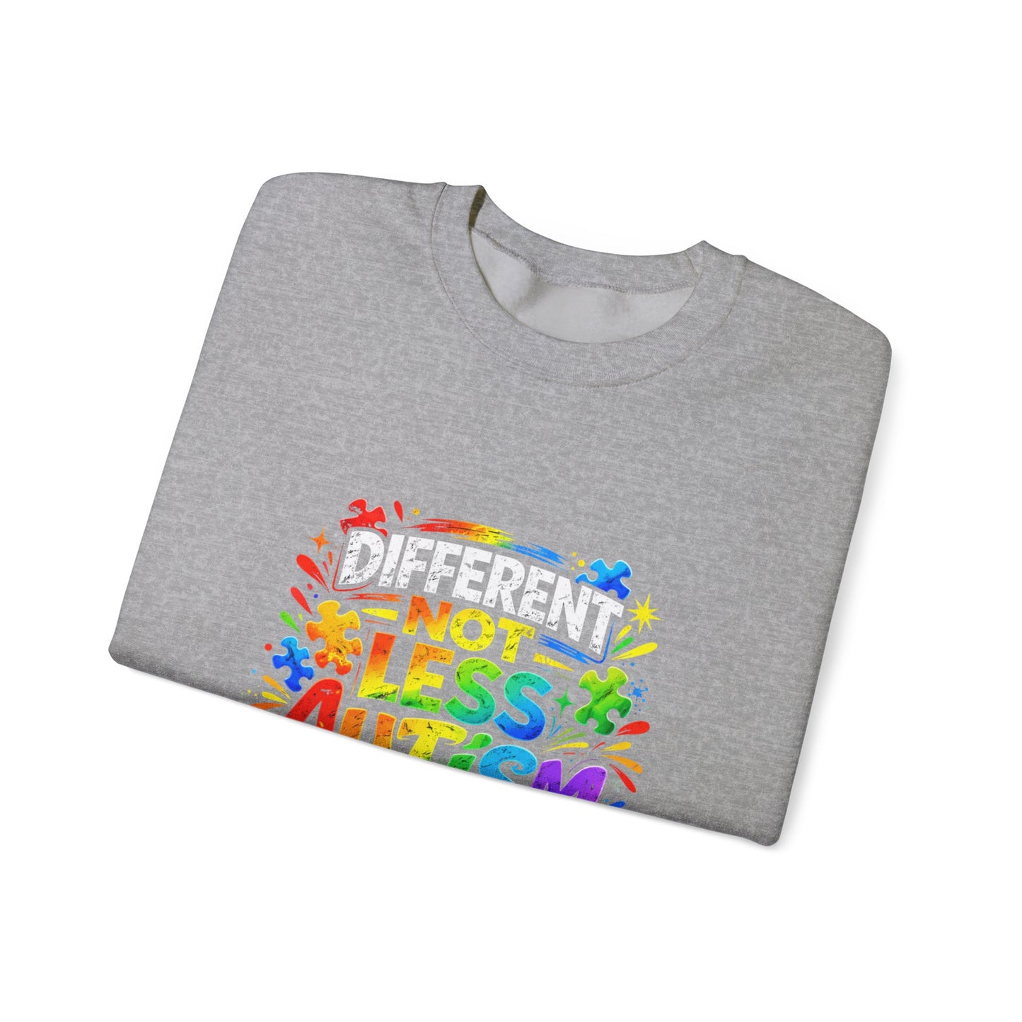 Autism Awareness Crewneck — "Different Not Less" Rainbow Sweatshirt