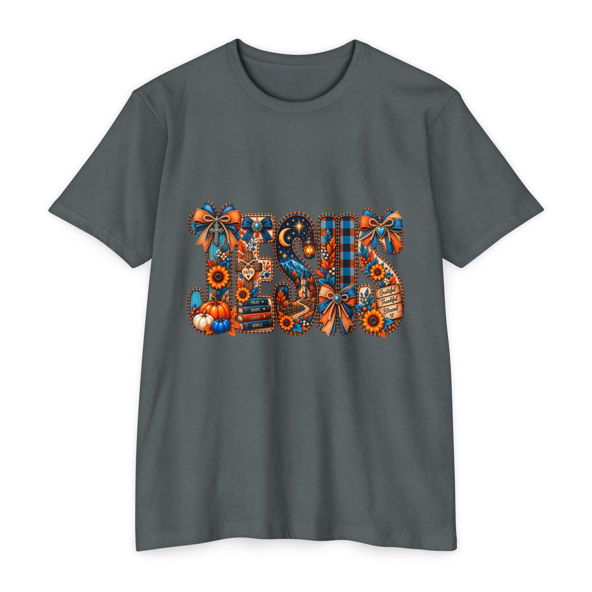 Autumn Blessings T-Shirt — Fall Plaid Pumpkins & Sunflowers Graphic