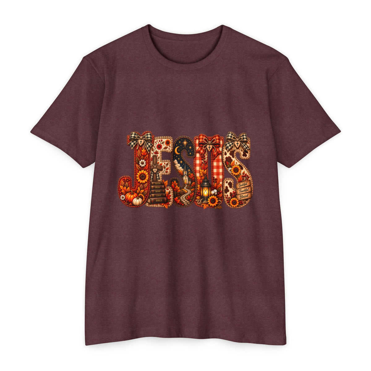 Jesus Floral Pattern T-Shirt — Vintage Boho Christian Tee