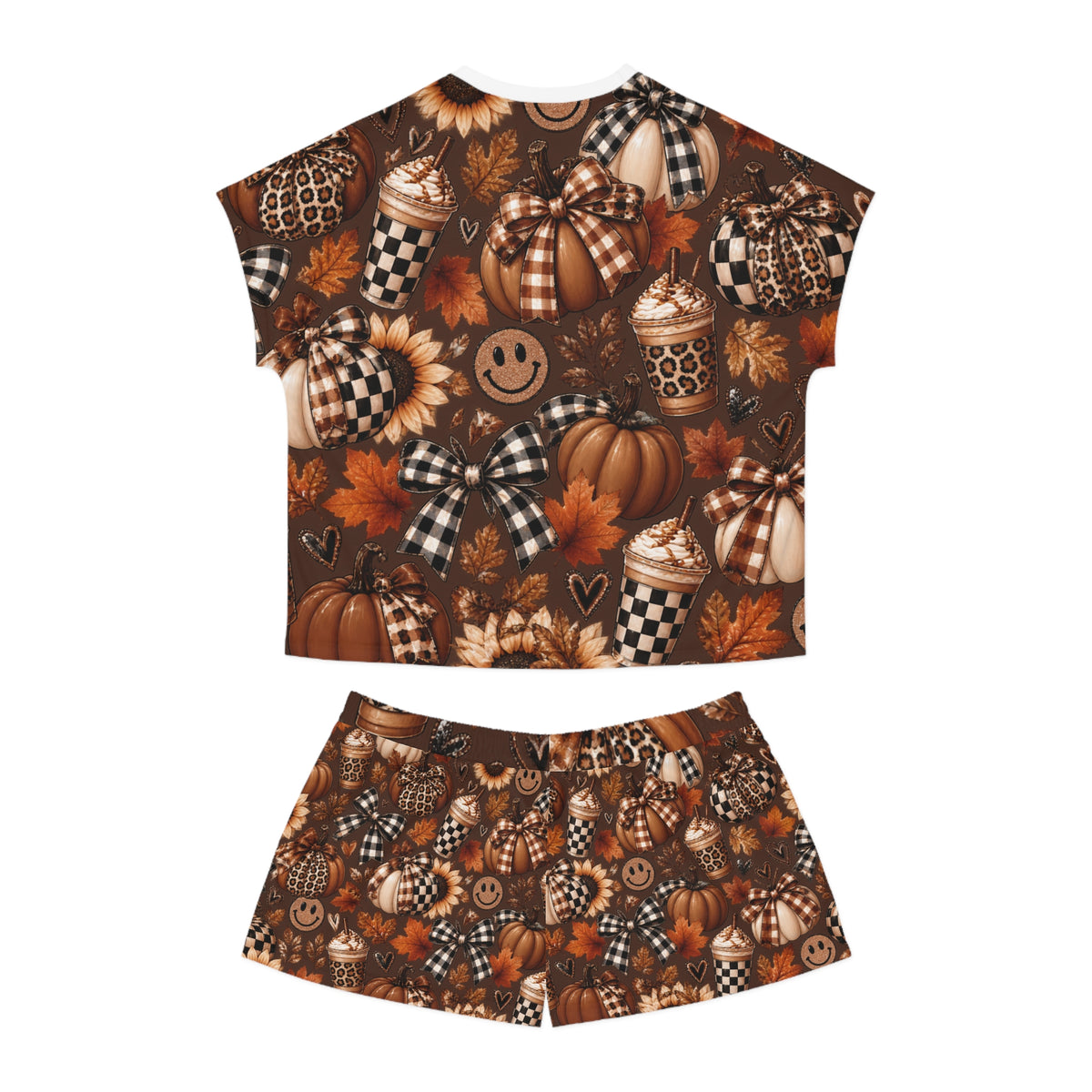 Women's Fall Pumpkin Pajama Set — Cozy Plaid Pumpkin & Latte Print