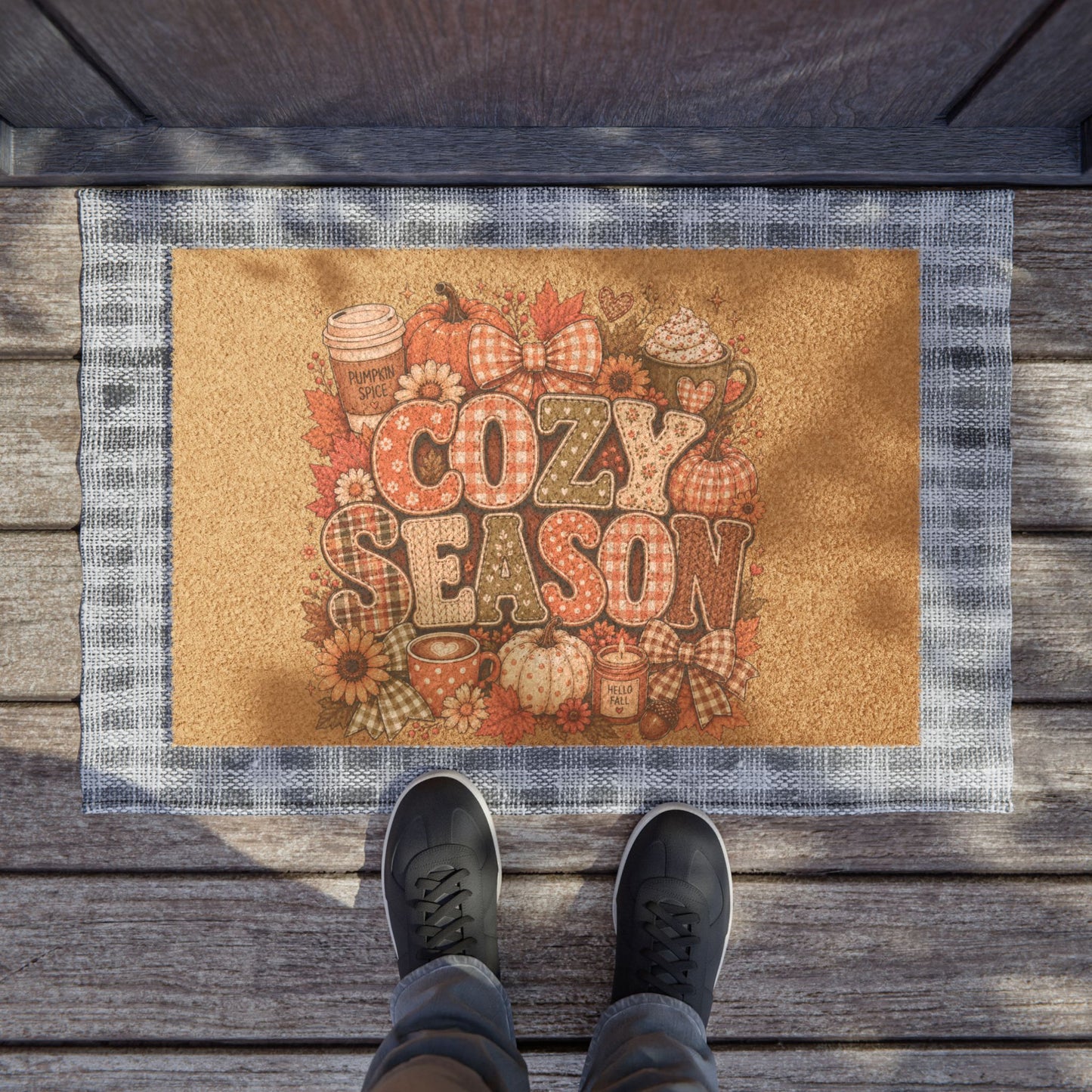 Cozy Season Doormat — Autumn Pumpkin Welcome Mat