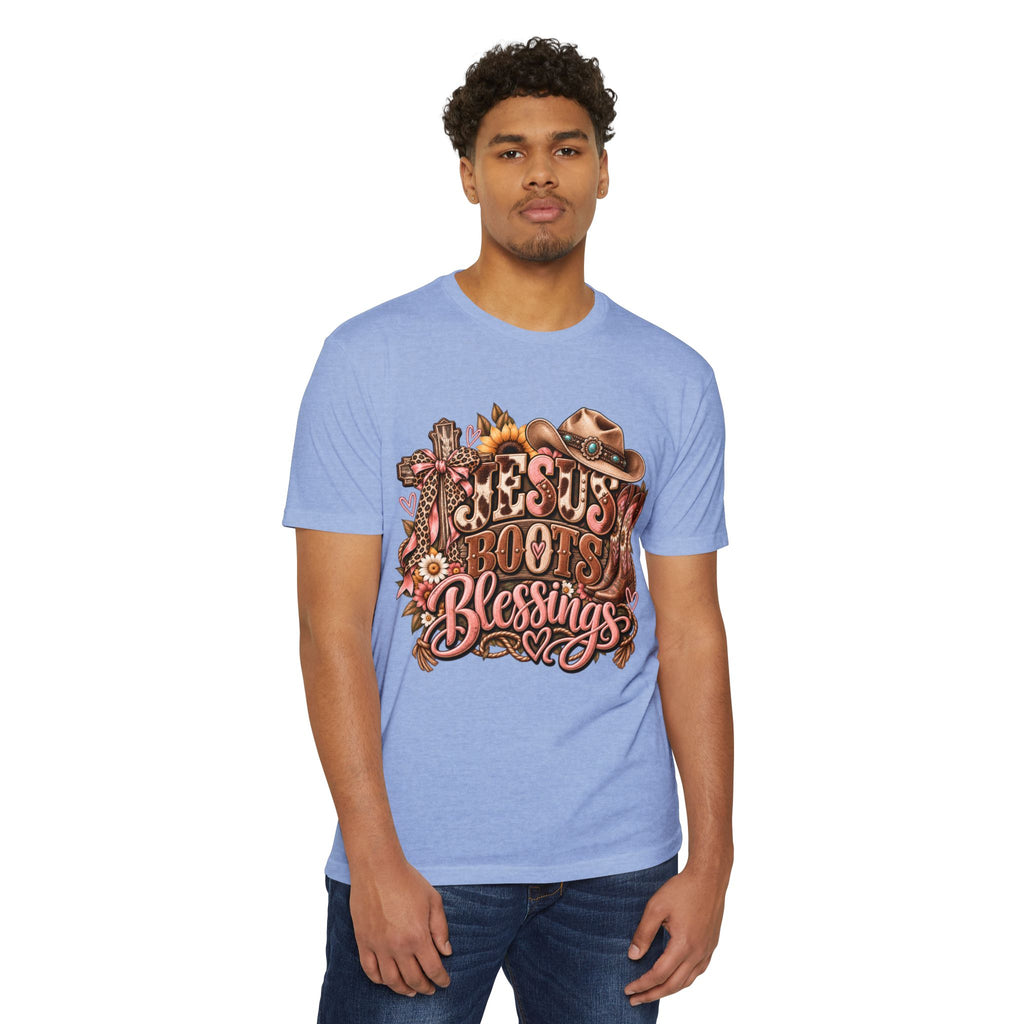 Jesus Boots & Blessings T-Shirt — Western Faith Cowboy Graphic Tee