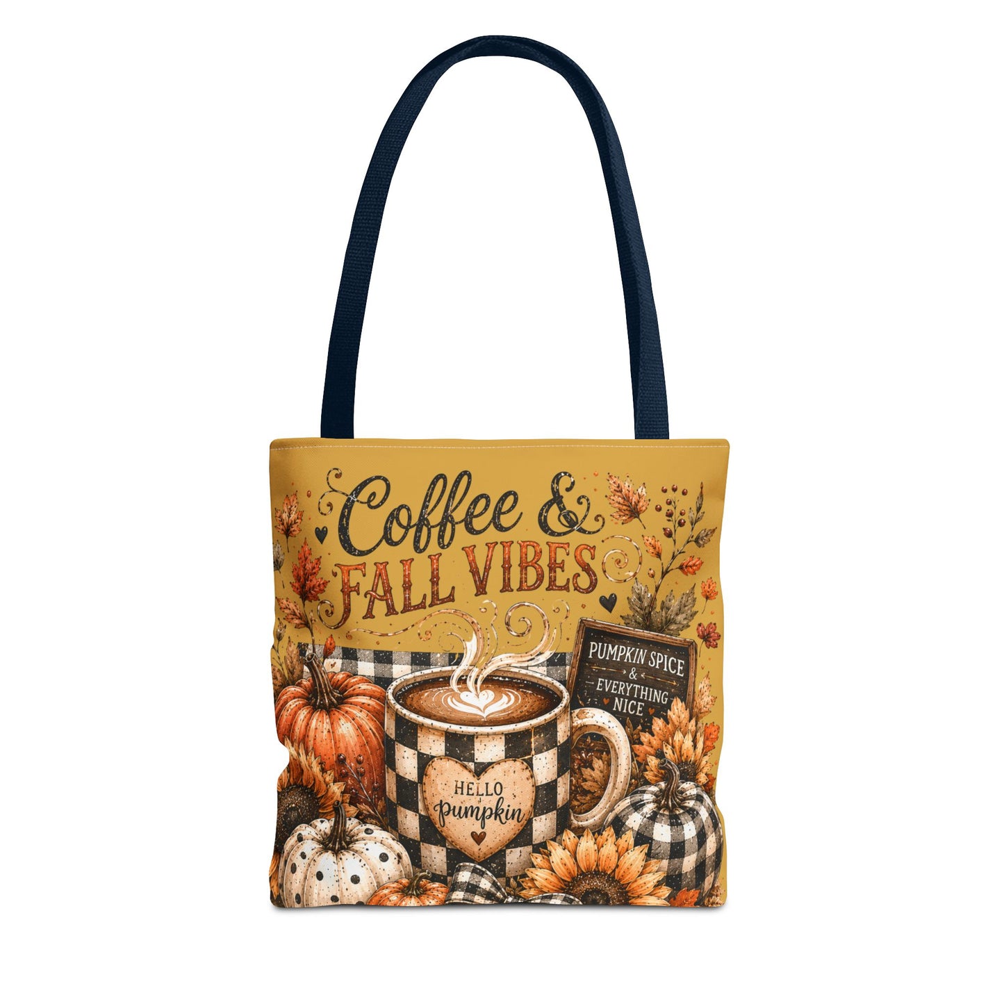 Fall Vibes Coffee Tote Bag — Autumn Pumpkin Sunflower Market Tote