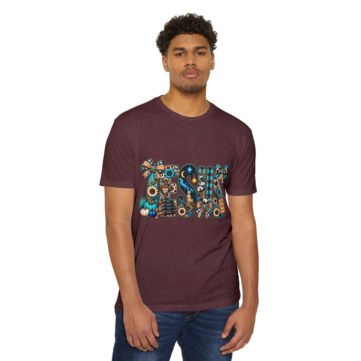 Fall Mom T‑Shirt — Rustic Sunflower & Plaid 'MOM' Graphic