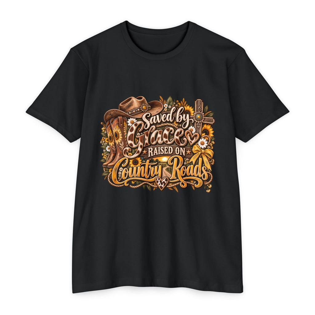 Saved by Grace Raised on Country Roads T-Shirt