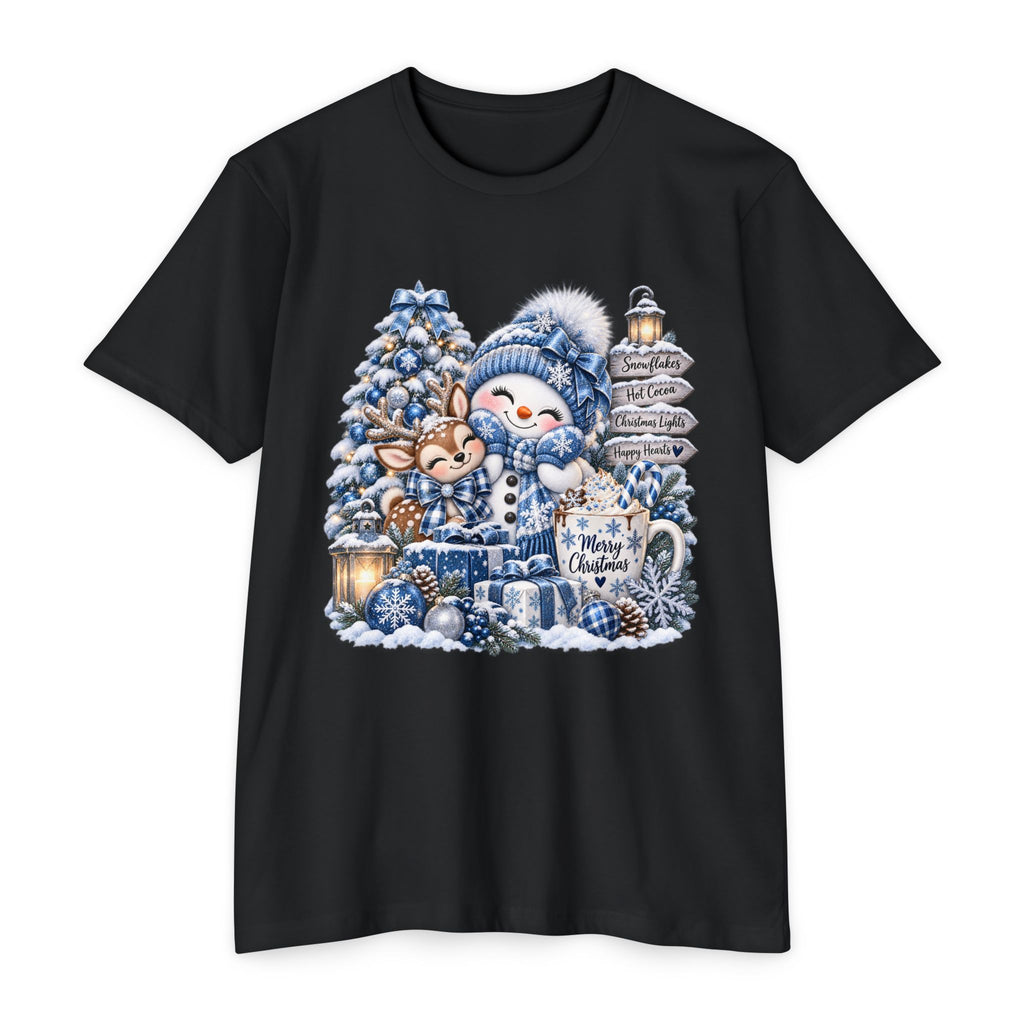 Christmas Snowman & Deer T-Shirt — Cute Winter Holiday Graphic Tee