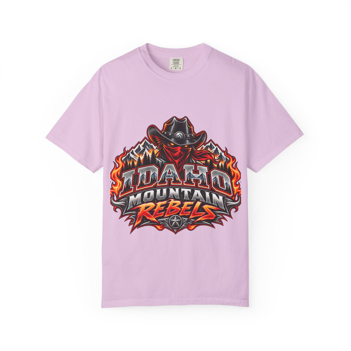 Idaho Mountain Rebels T-Shirt – Cowboy Skull Flames Graphic Tee