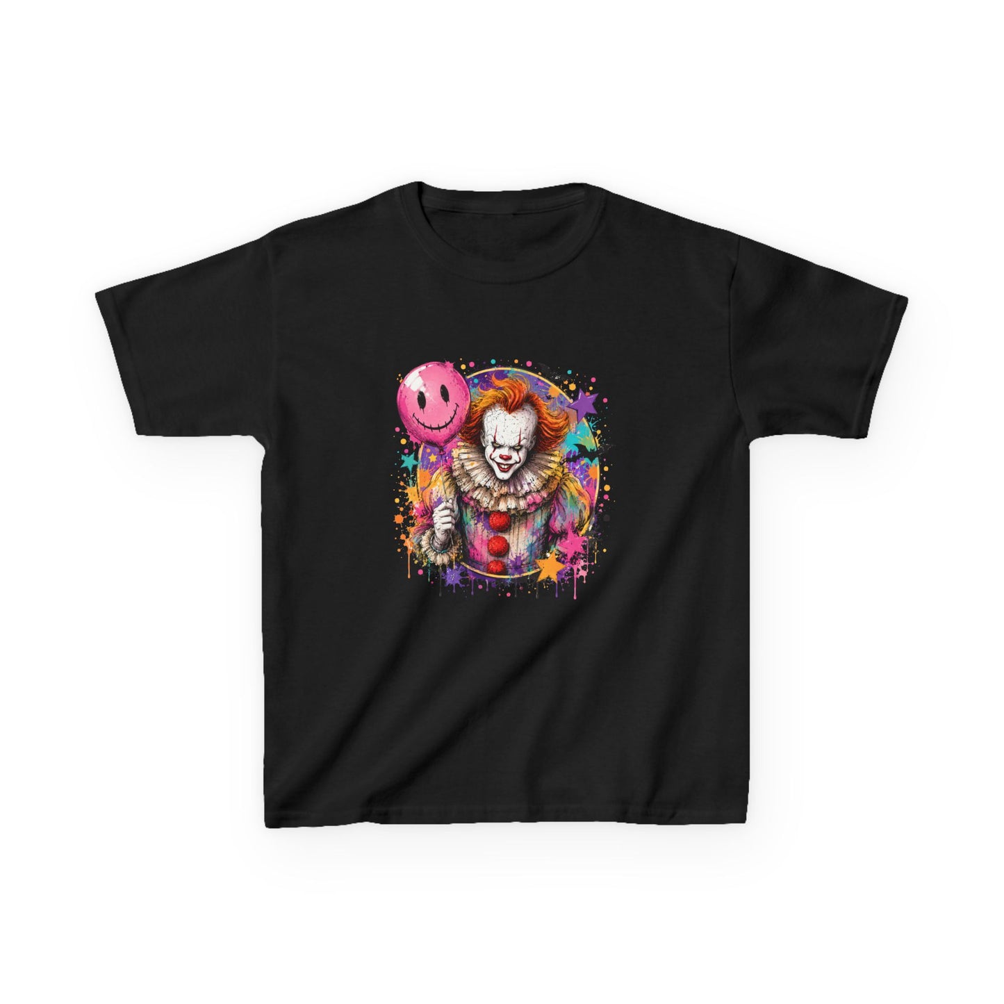 Kids Clown Horror T-Shirt — Colorful Scary Clown with Balloon Halloween Tee