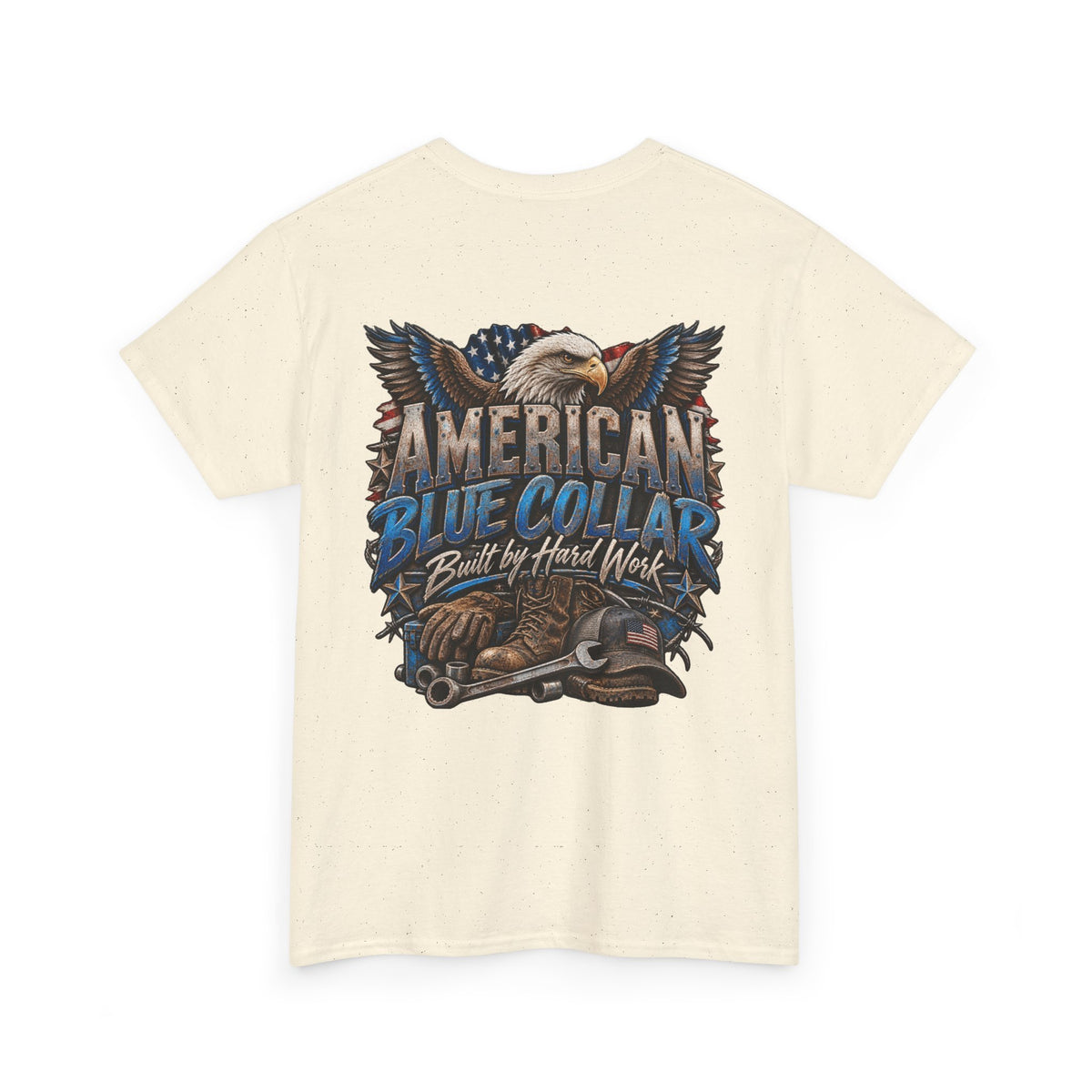 Blue Collar T-Shirt — "Blue Collar Made" & "American Blue Collar" Patriotic Workwear Tee