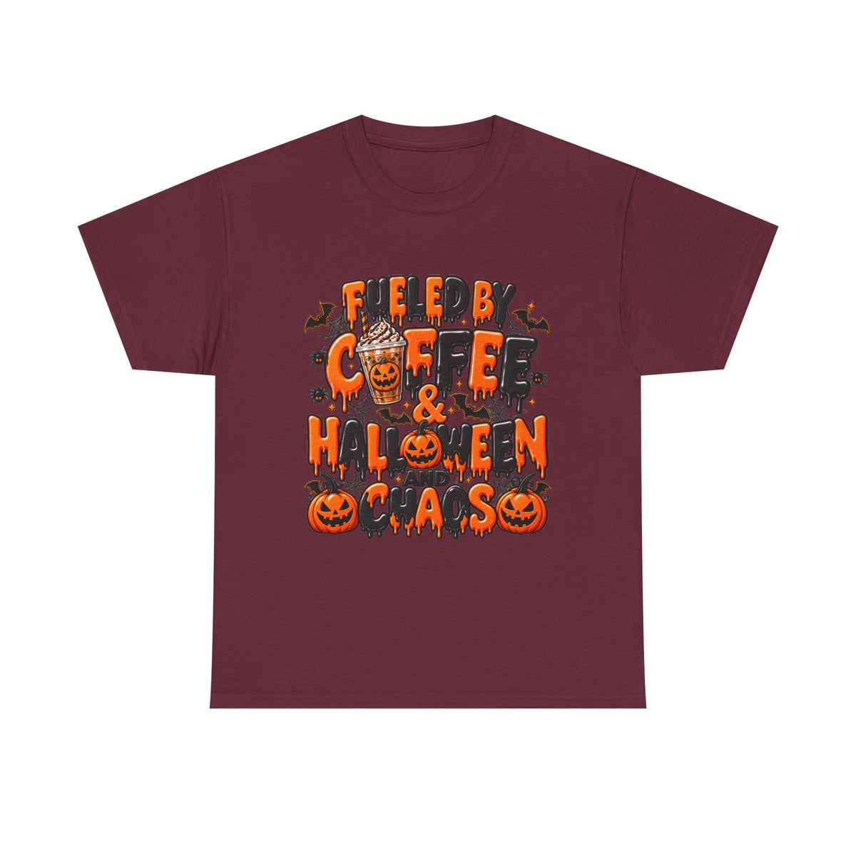 Halloween Coffee Tee — "Free Coffee & Halloween Gas" Spooky Pumpkin Shirt