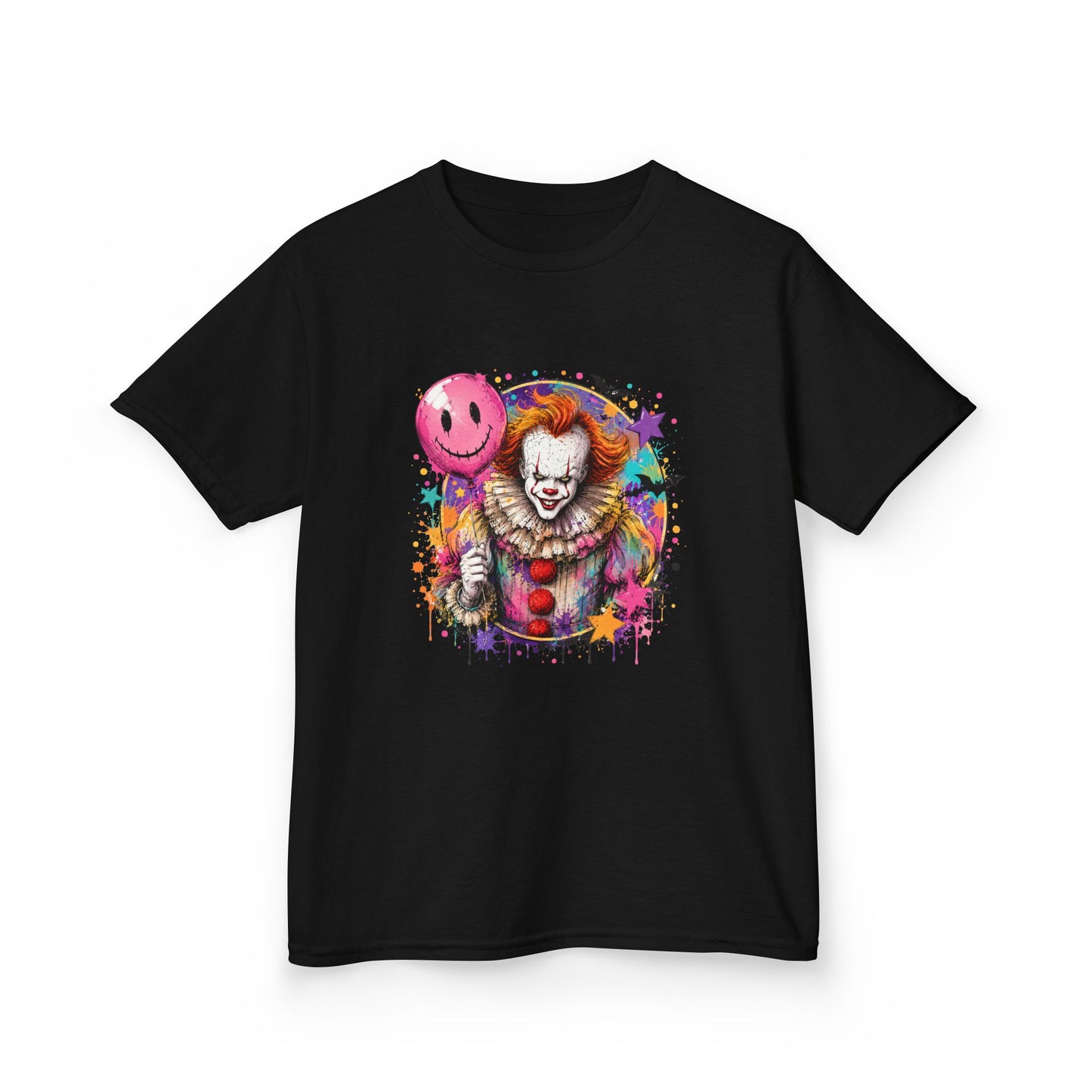 Kids Clown Horror T-Shirt — Colorful Scary Clown with Balloon Halloween Tee