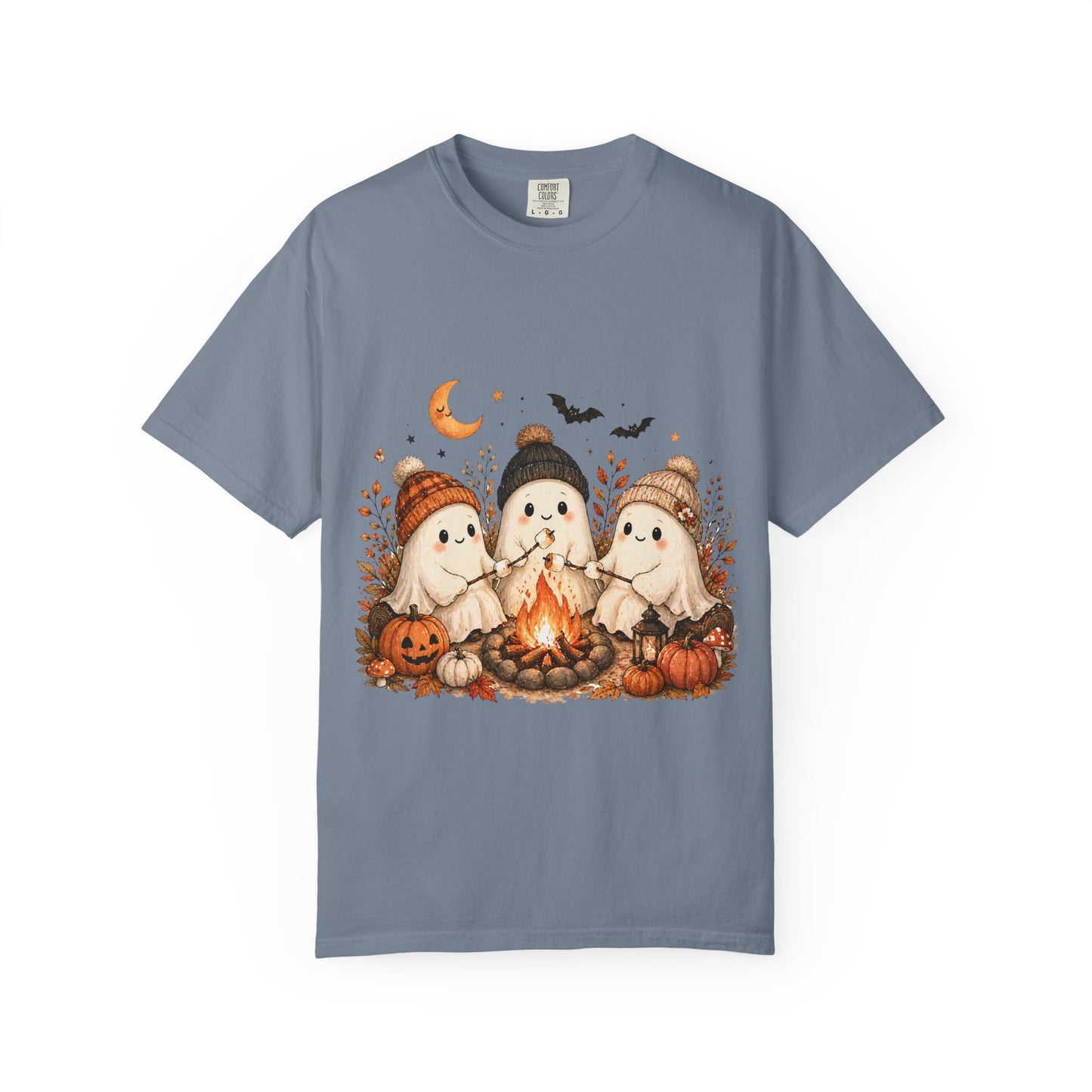 Halloween Ghost Trio Campfire T-Shirt — Cute Spooky Pumpkin Tee