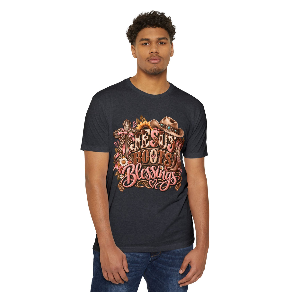 Jesus Boots & Blessings T-Shirt — Western Faith Cowboy Graphic Tee