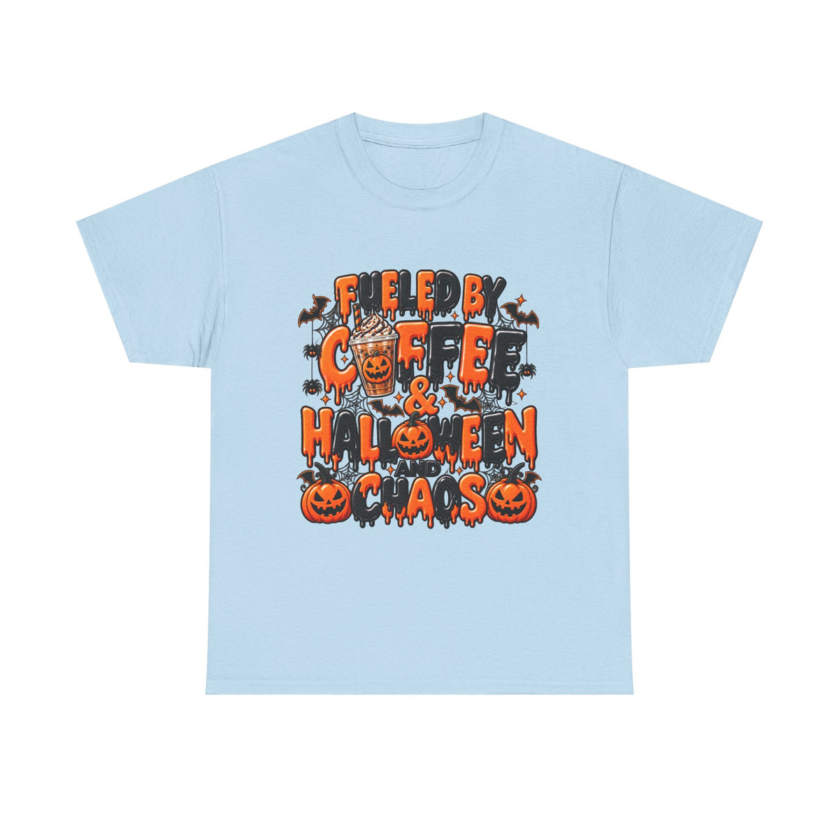 Halloween Coffee Tee — "Free Coffee & Halloween Gas" Spooky Pumpkin Shirt