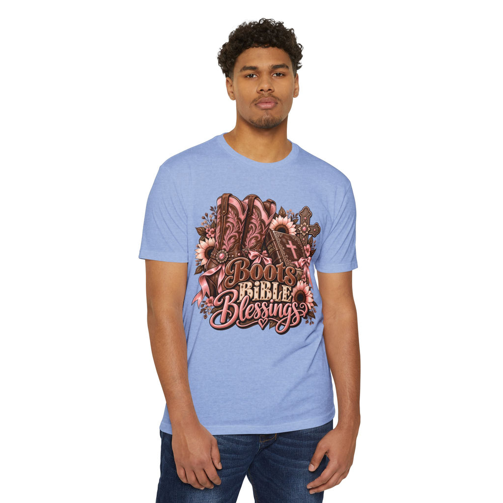 Boots Bible Blessings T-Shirt - Western Christian Faith Graphic Tee