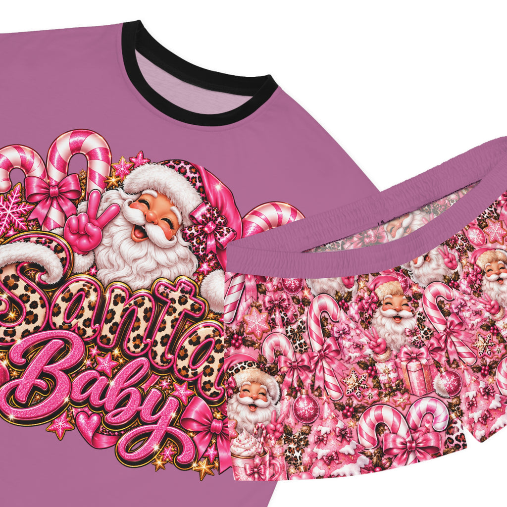 Women's Pink 'Santa Baby' Pajama Set - Festive Short Sleepwear