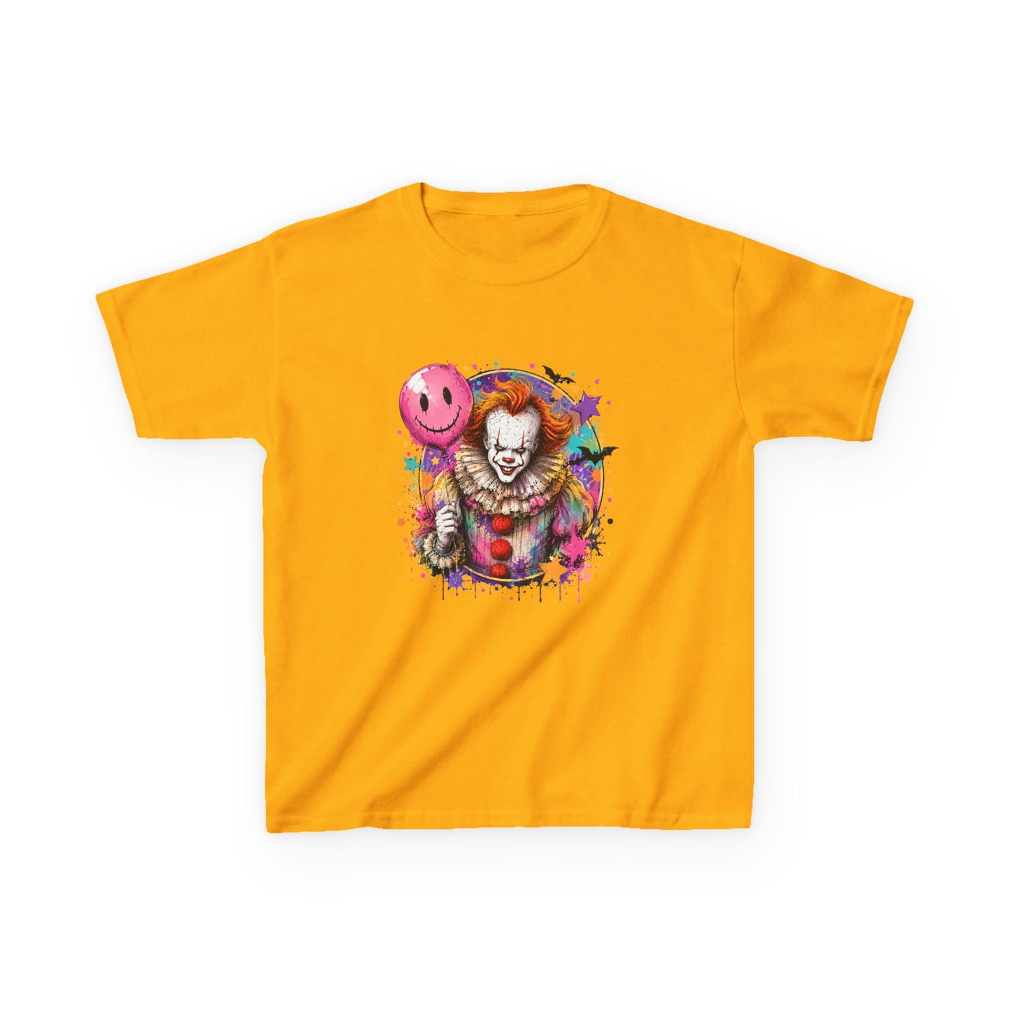 Kids Clown Horror T-Shirt — Colorful Scary Clown with Balloon Halloween Tee