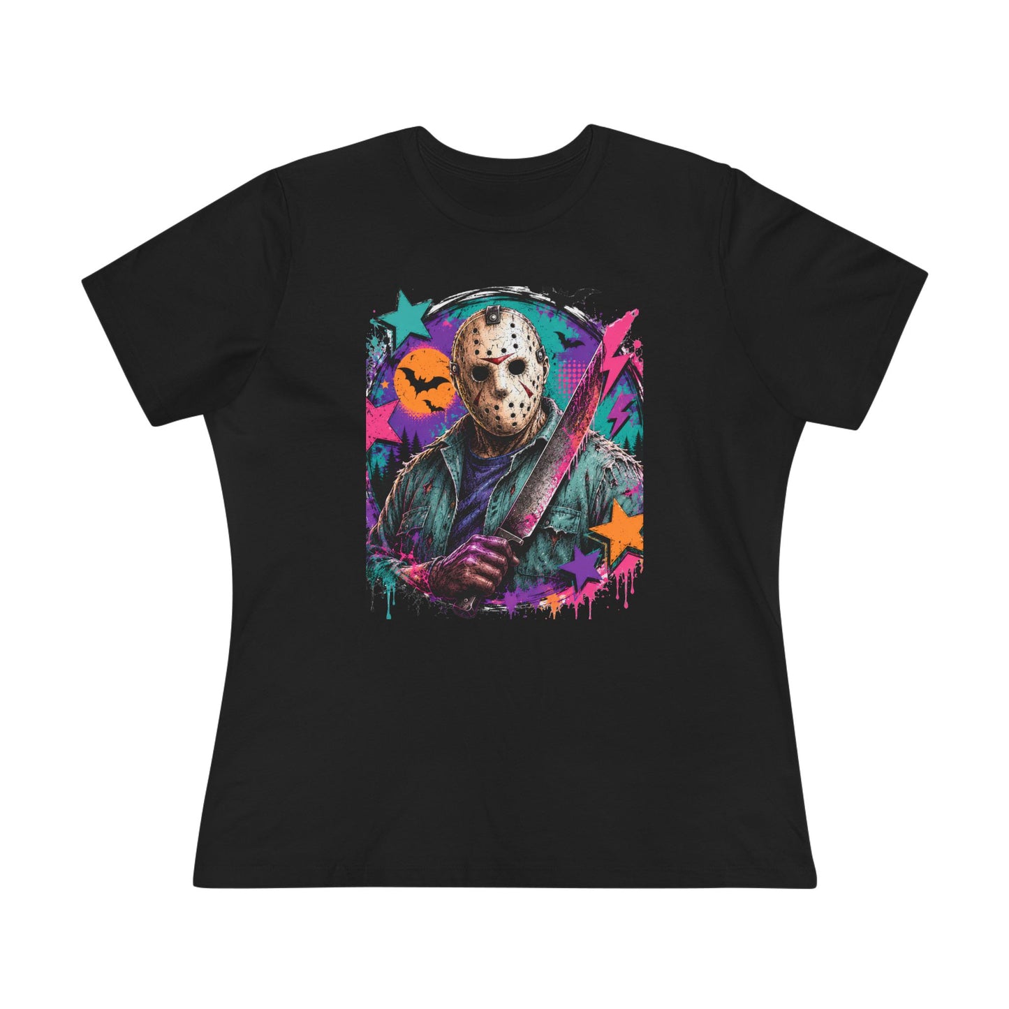 Horror Retro Jason Tee — Neon Slasher Halloween Women’s T-Shirt
