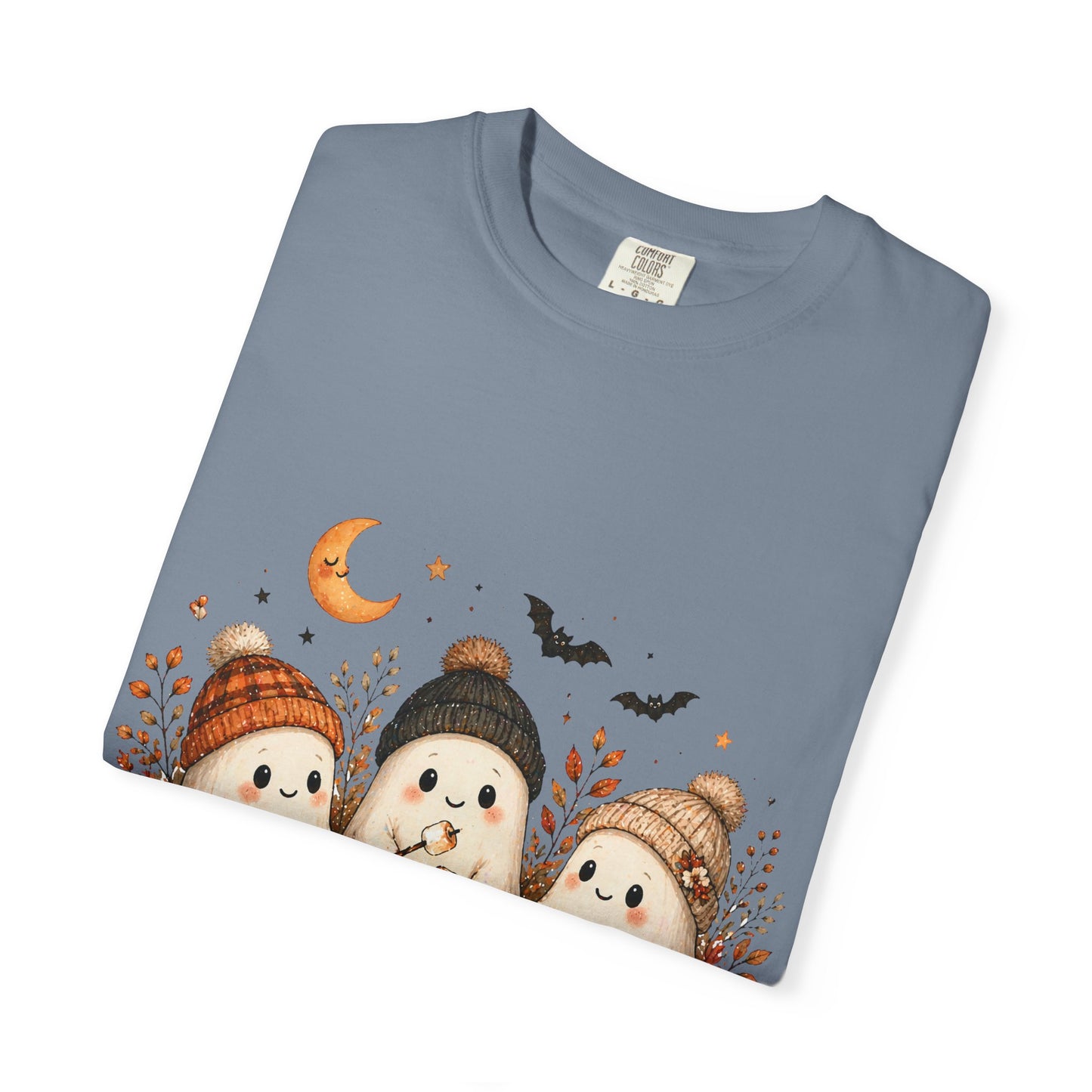 Halloween Ghost Trio Campfire T-Shirt — Cute Spooky Pumpkin Tee