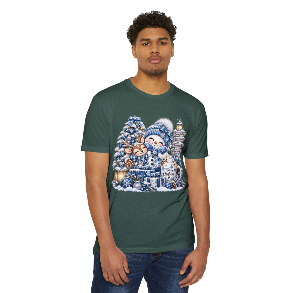 Christmas Snowman & Deer T-Shirt — Cute Winter Holiday Graphic Tee