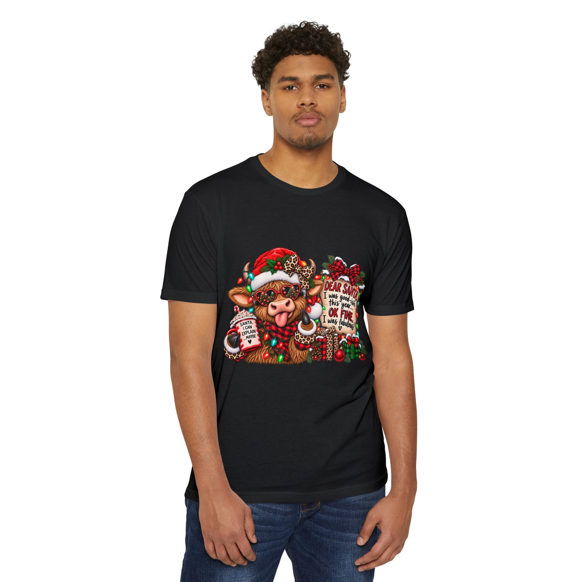 Christmas Cow T-Shirt — "Dear Santa I Was Good(ish)" Funny Holiday Tee
