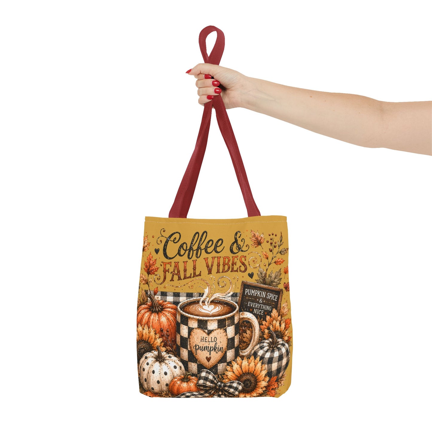 Fall Vibes Coffee Tote Bag — Autumn Pumpkin Sunflower Market Tote