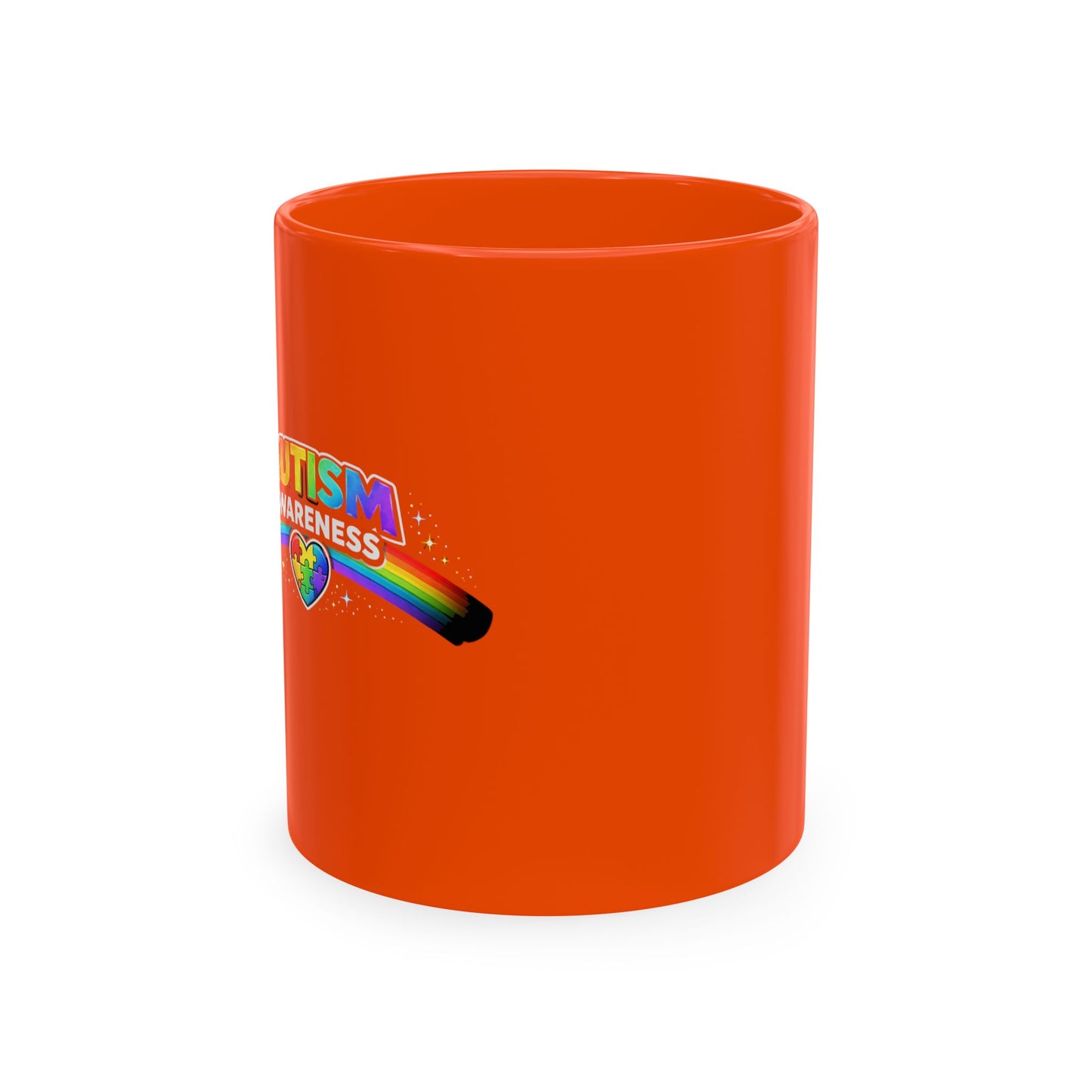 Autism Awareness Ceramic Mug — Rainbow Heart Puzzle Support Cup