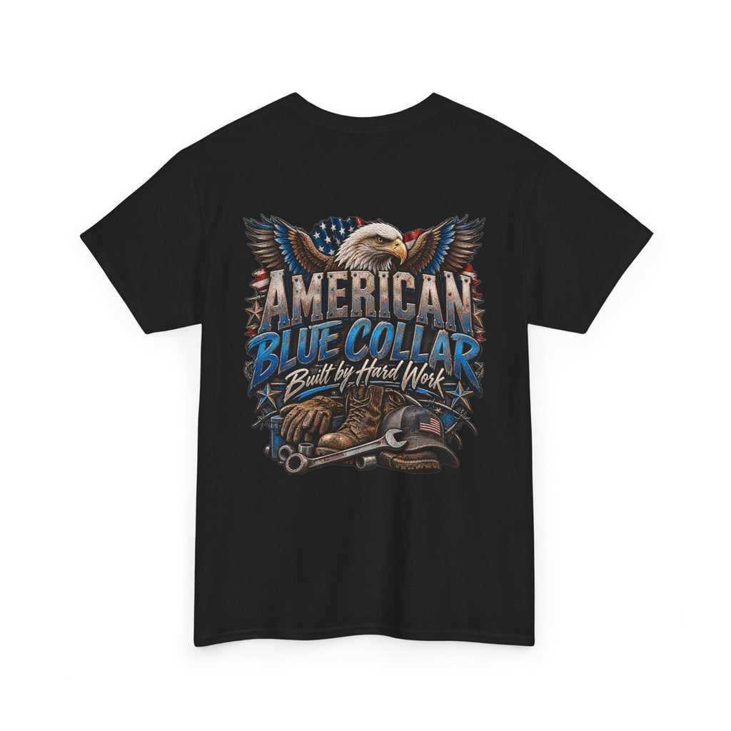 Blue Collar T-Shirt — "Blue Collar Made" & "American Blue Collar" Patriotic Workwear Tee