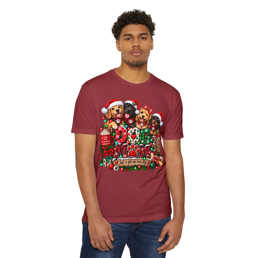 Christmas Dog Mom T-Shirt — Cute Puppies in Santa Hats Holiday Tee