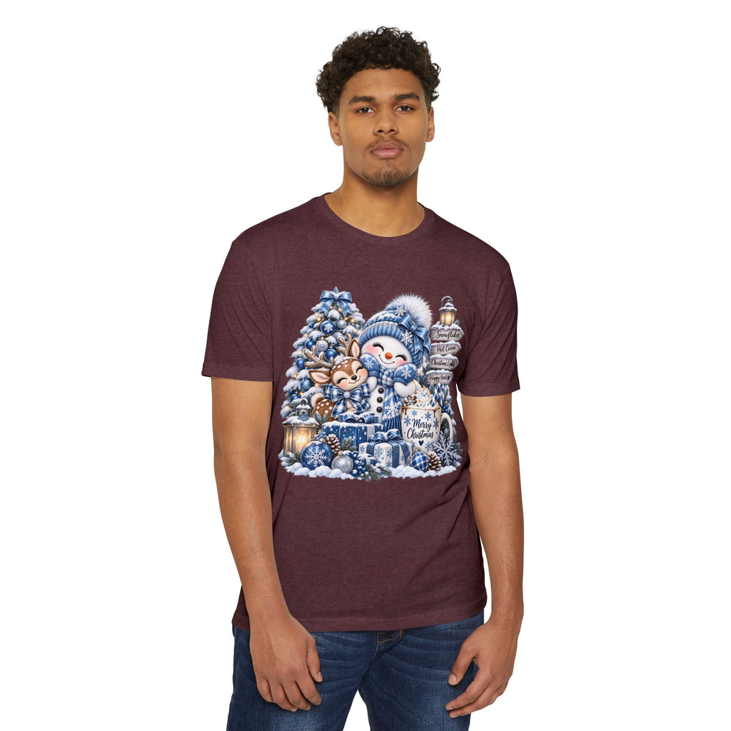 Christmas Snowman & Deer T-Shirt — Cute Winter Holiday Graphic Tee
