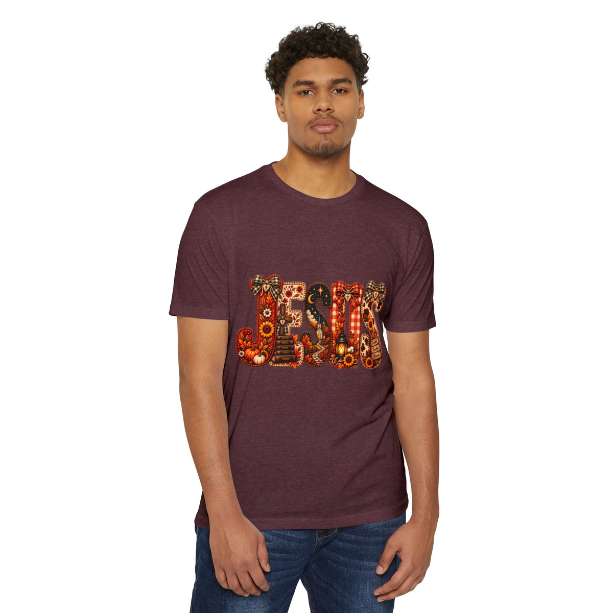Jesus Floral Pattern T-Shirt — Vintage Boho Christian Tee