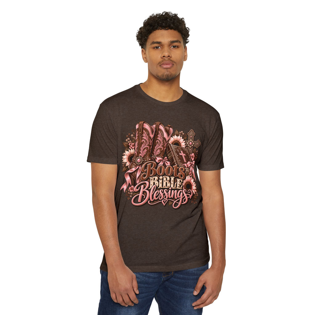 Boots Bible Blessings T-Shirt - Western Christian Faith Graphic Tee