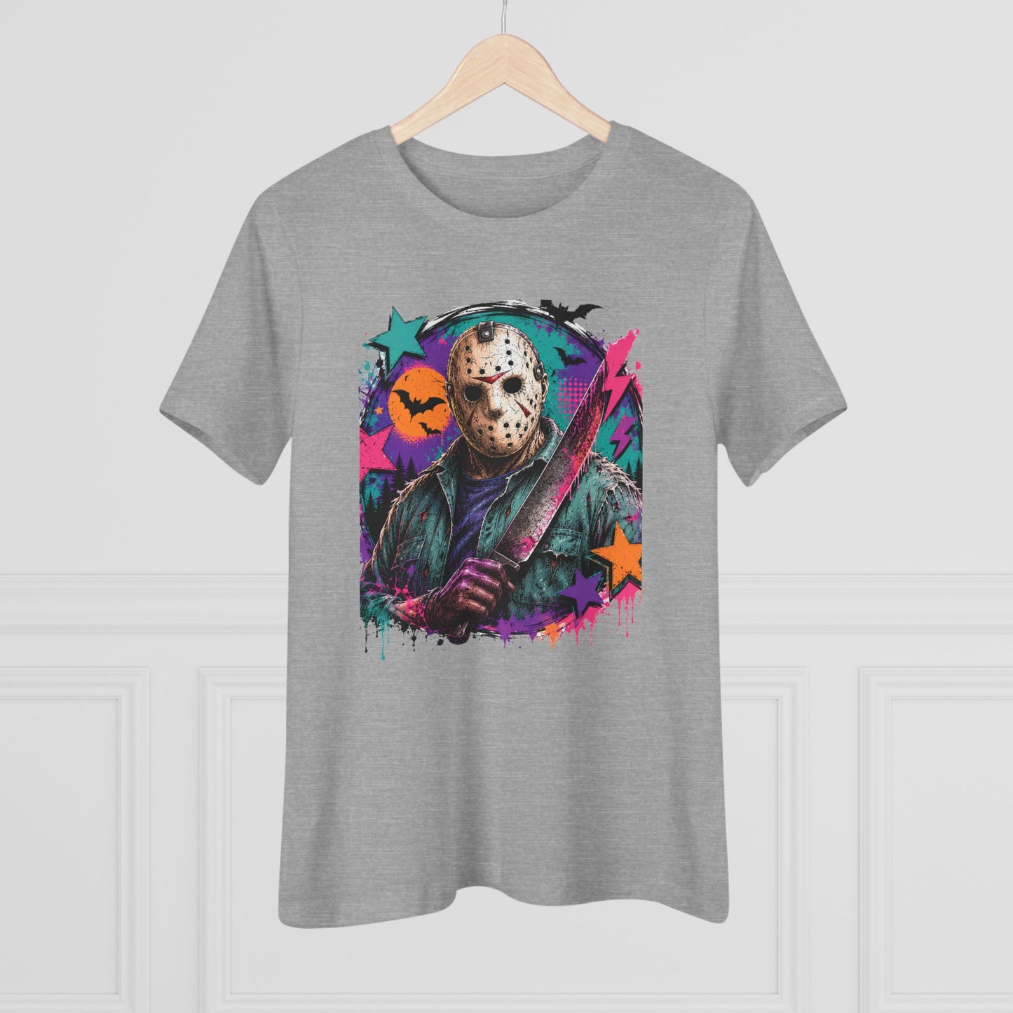 Horror Retro Jason Tee — Neon Slasher Halloween Women’s T-Shirt
